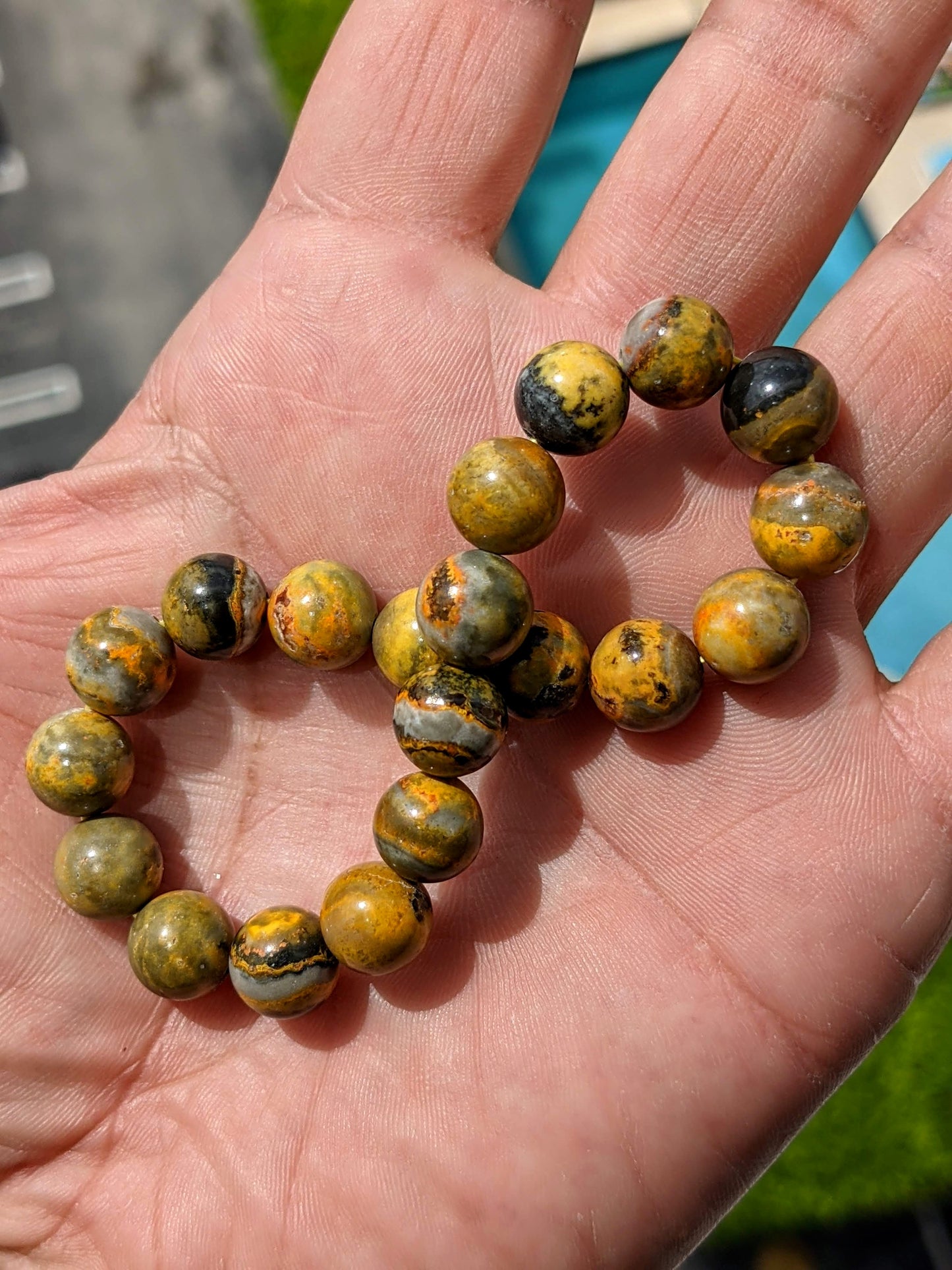 Hummel Jaspis | Bumble Bee Jasper bead bracelet for Men stretch 10mm