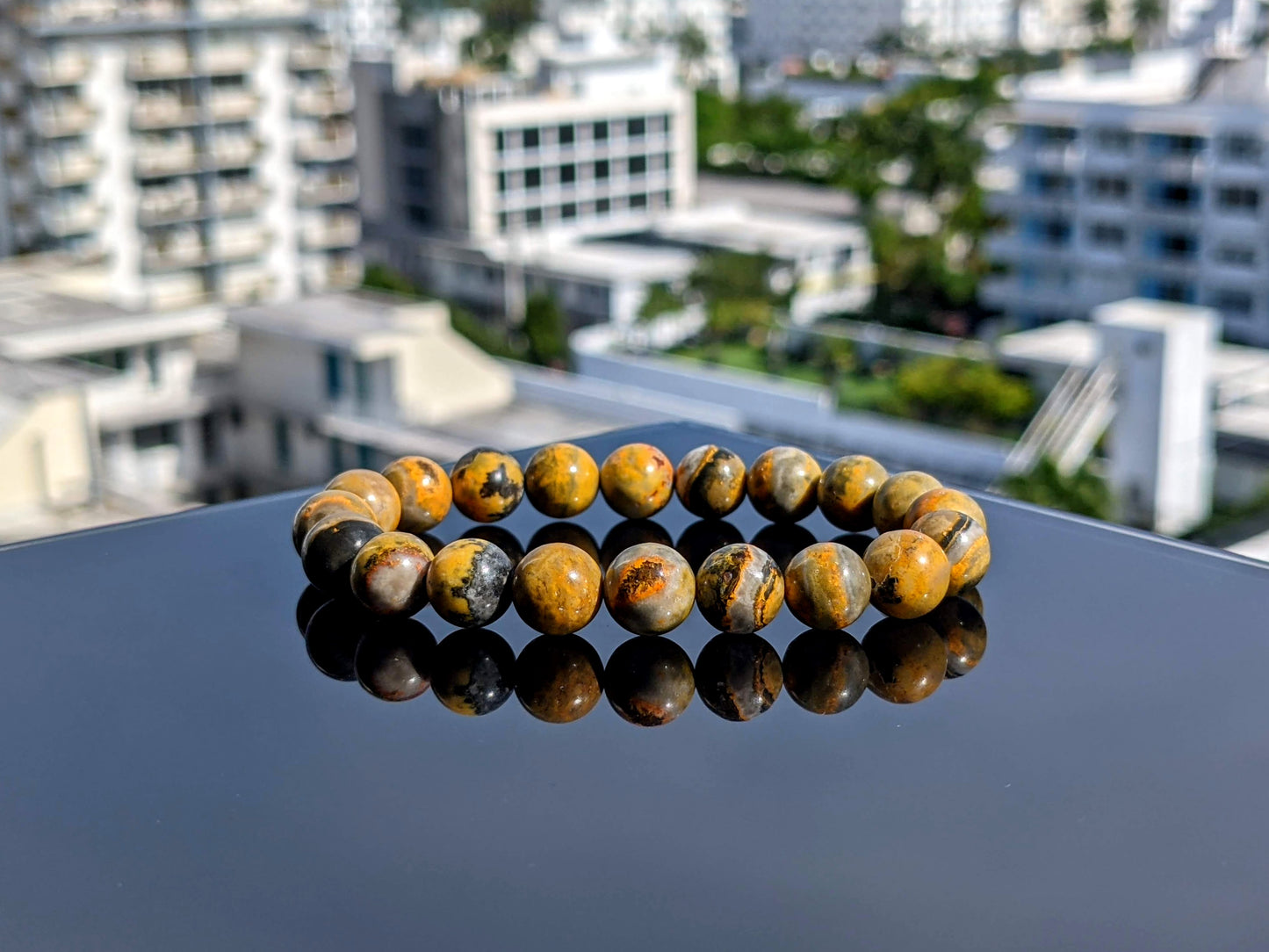 Hummel Jaspis | Bumble Bee Jasper bead bracelet for Men stretch 10mm