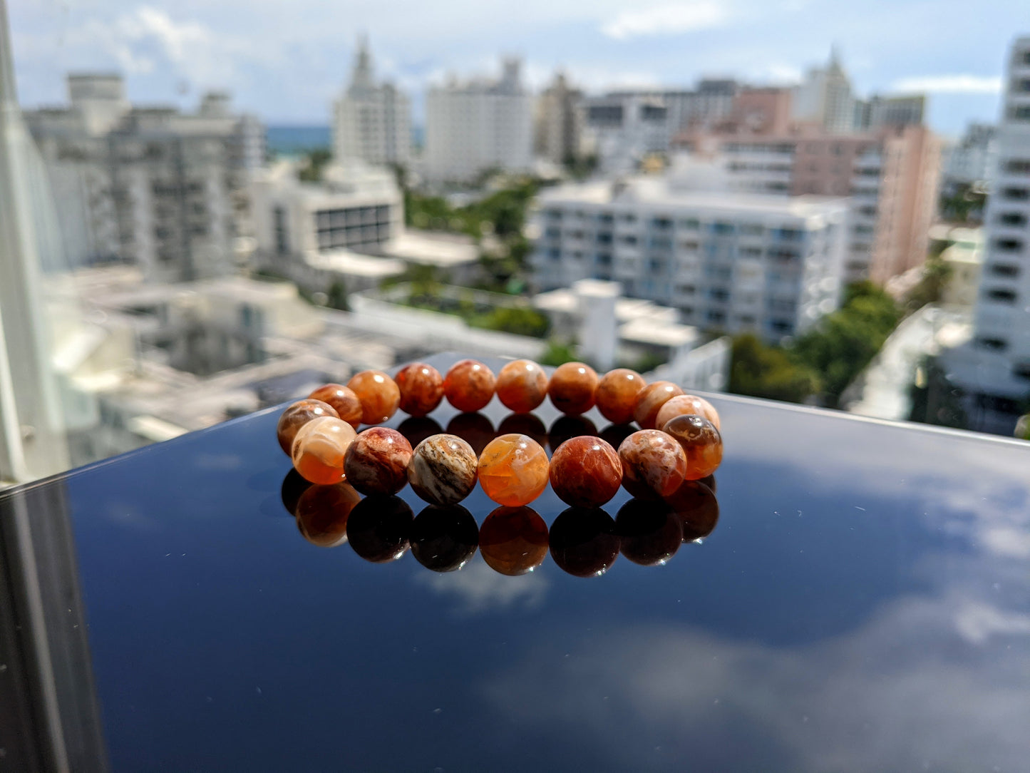 Luxurious Brandy OPAL Bead Bracelet MEN 12mm Stretch: Indonesia