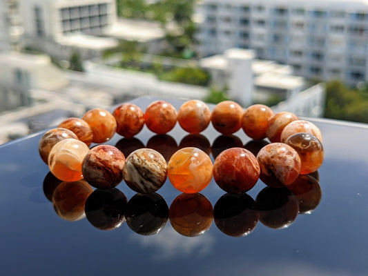 Luxurious Brandy OPAL Bead Bracelet MEN 12mm Stretch: Indonesia