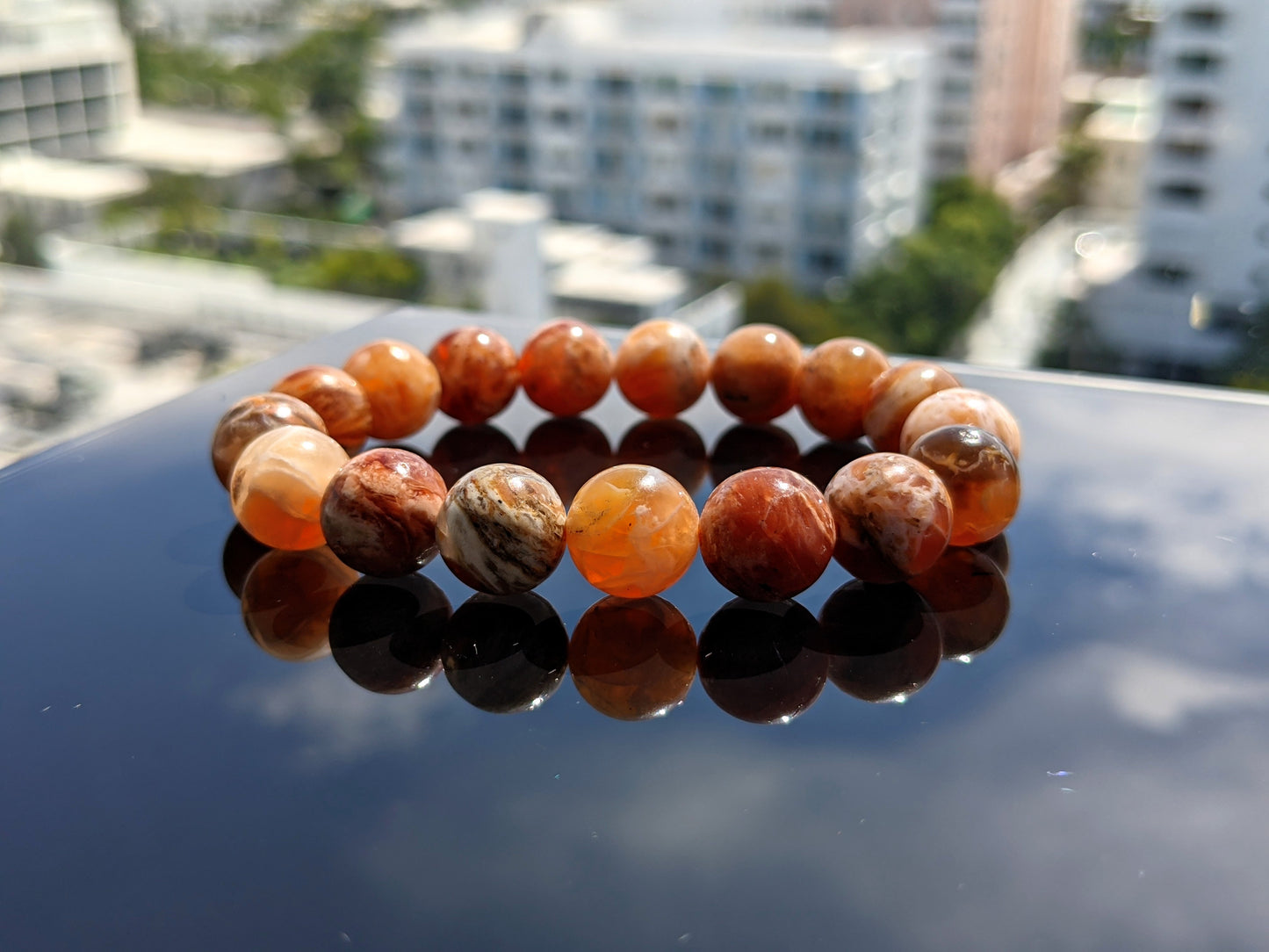 Luxurious Brandy OPAL Bead Bracelet MEN 12mm Stretch: Indonesia