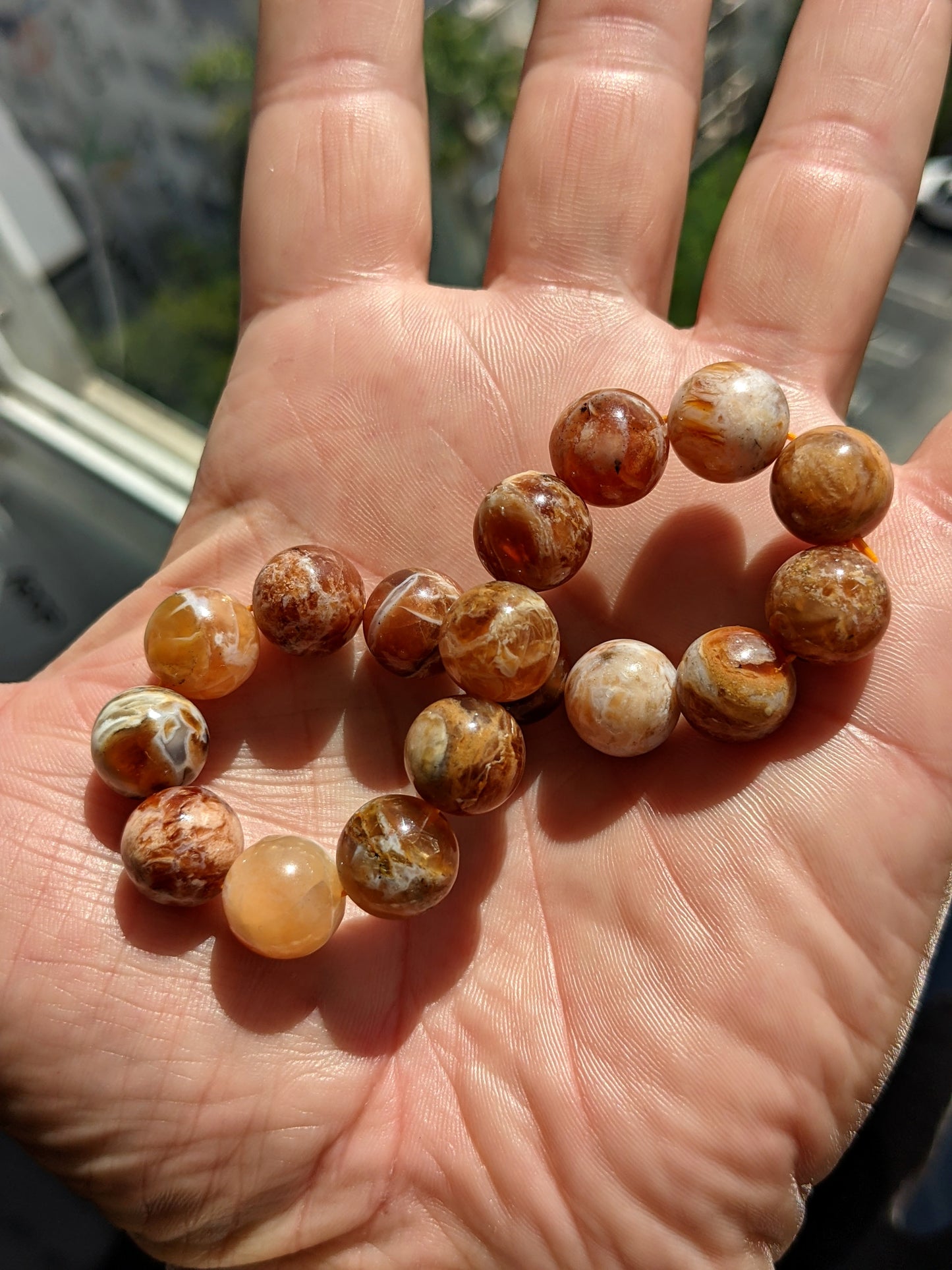 Luxurious Brandy OPAL Bead Bracelet MEN 12mm Stretch: Indonesia