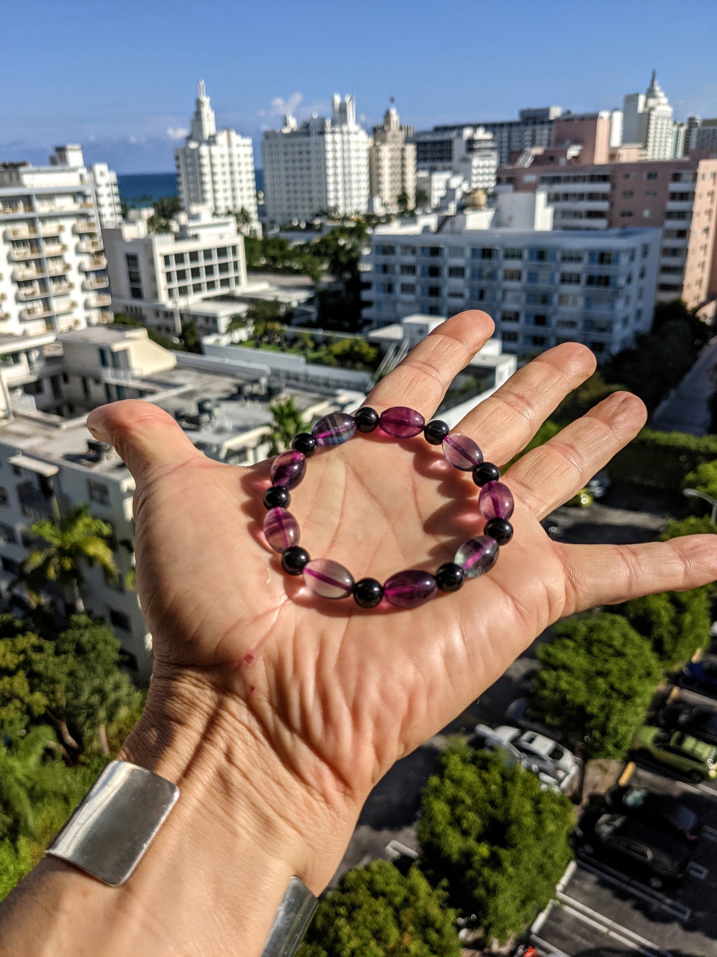 Enter if you Dare 👀 | Fluorite Barrels & Black Tourmaline bead bracelet Men 10mm 2A+