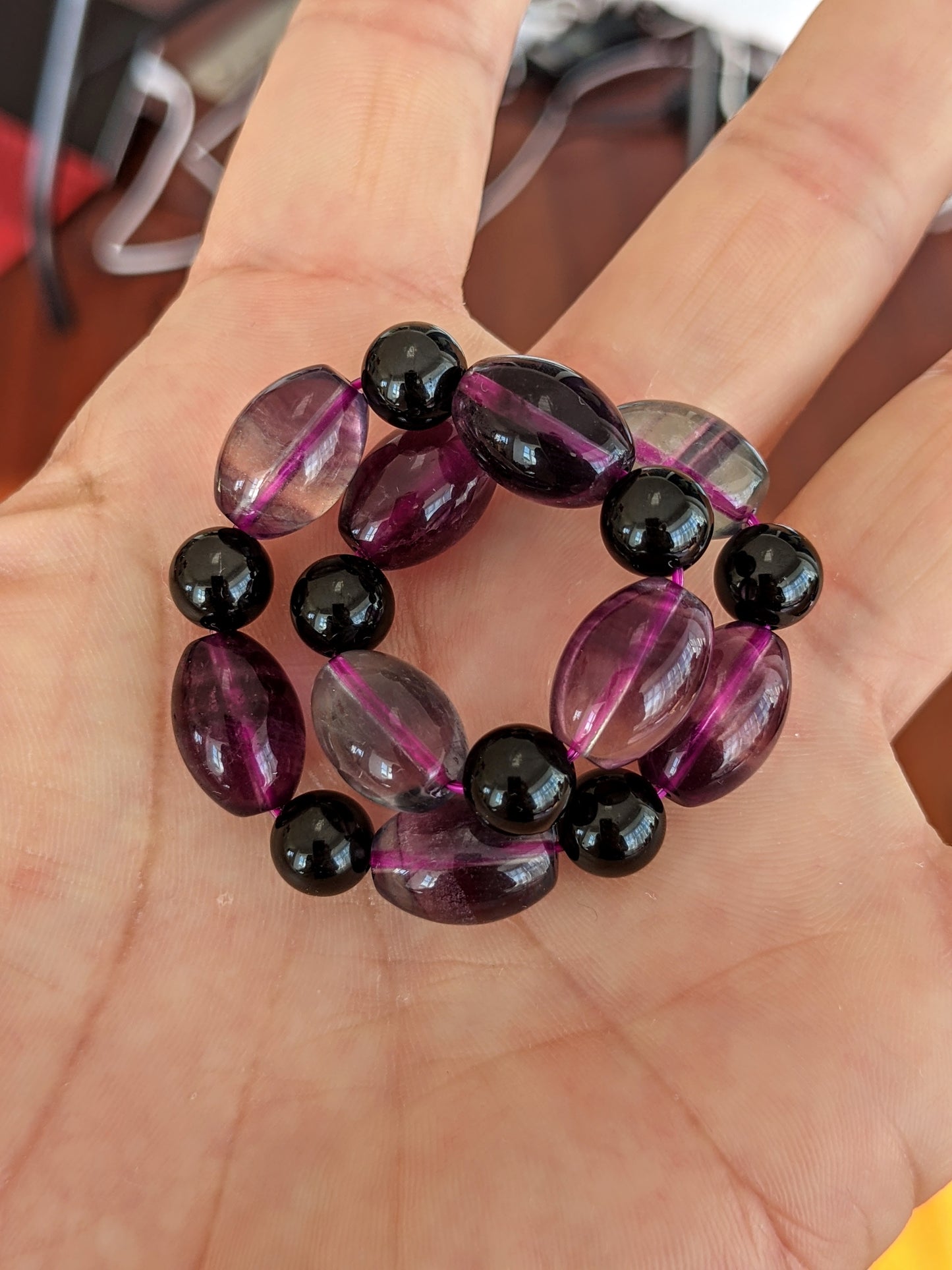 Enter if you Dare 👀 | Fluorite Barrels & Black Tourmaline bead bracelet Men 10mm 2A+