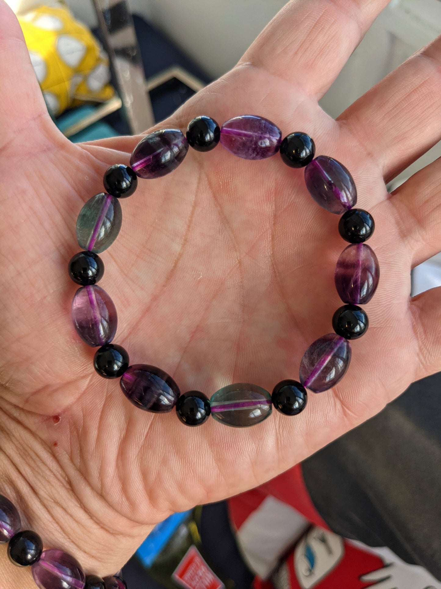 Enter if you Dare 👀 | Fluorite Barrels & Black Tourmaline bead bracelet Men 10mm 2A+