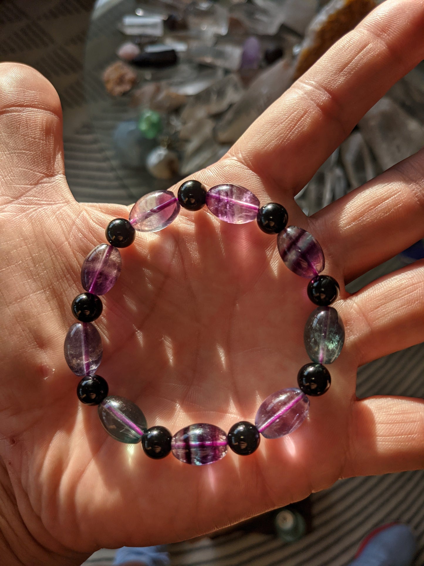 Enter if you Dare 👀 | Fluorite Barrels & Black Tourmaline bead bracelet Men 10mm 2A+