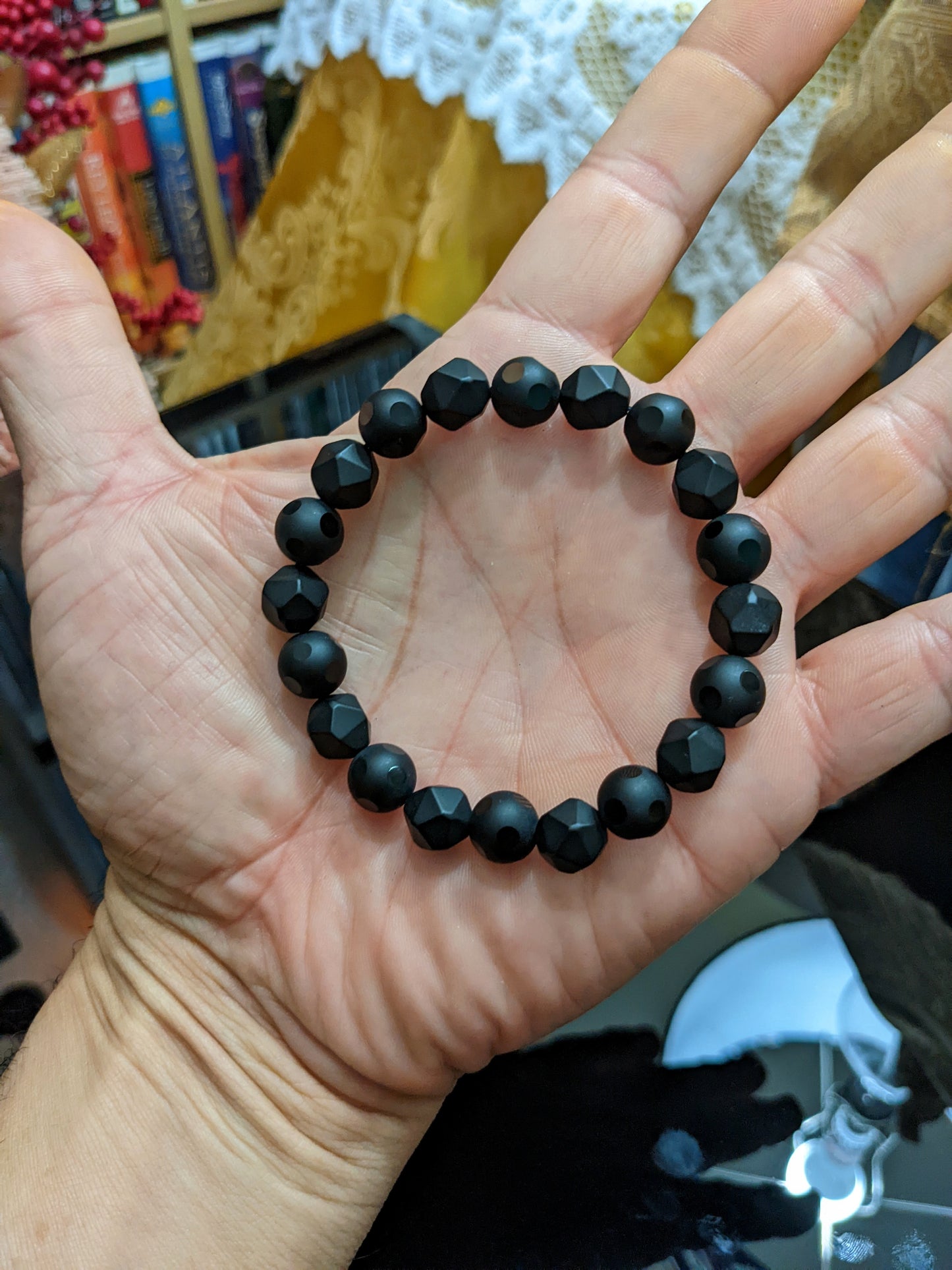 Fantastic Facetted Matte Onyx bead bracelet for Men Stretch 10mm