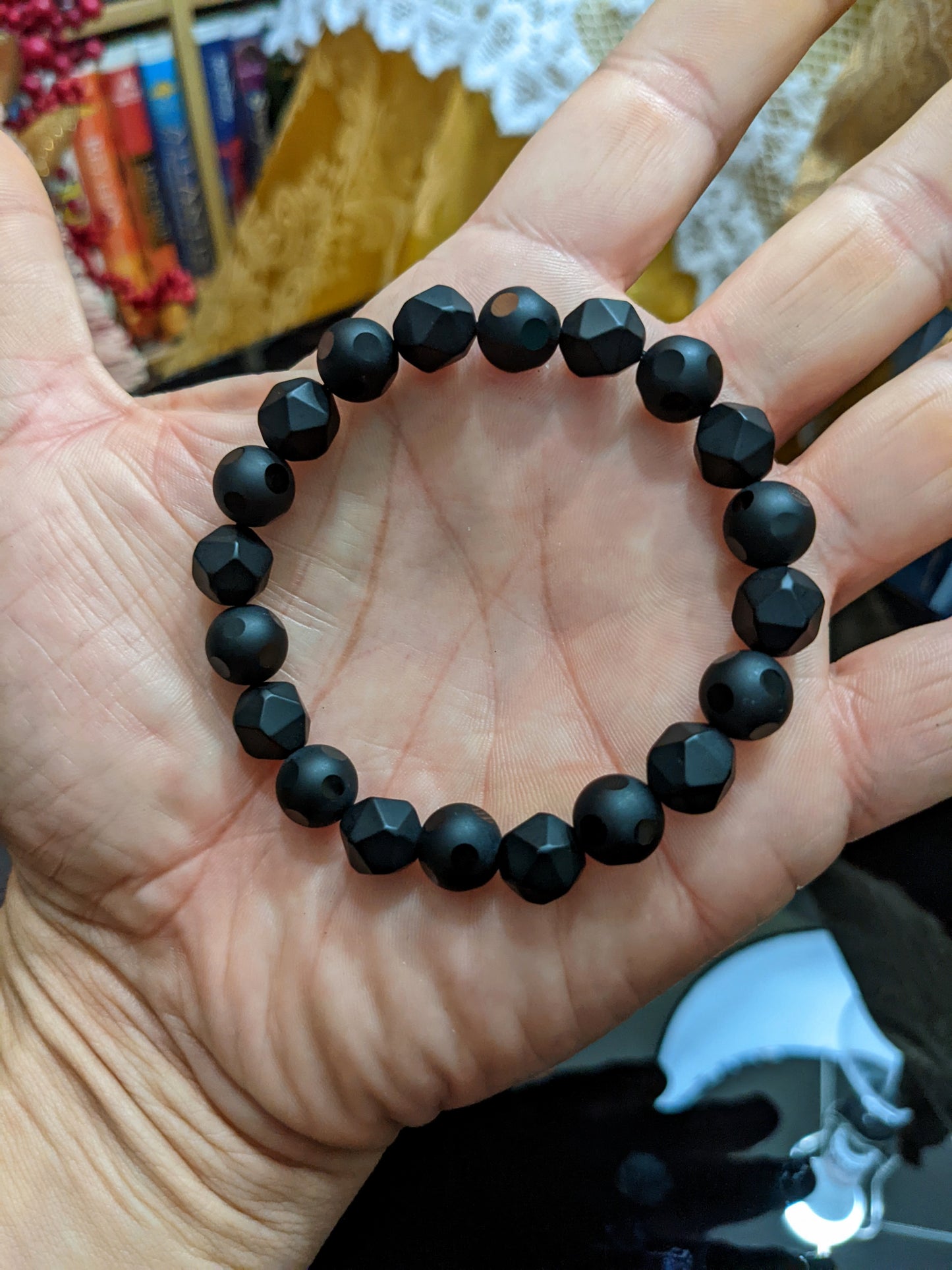 Fantastic Facetted Matte Onyx bead bracelet for Men Stretch 10mm