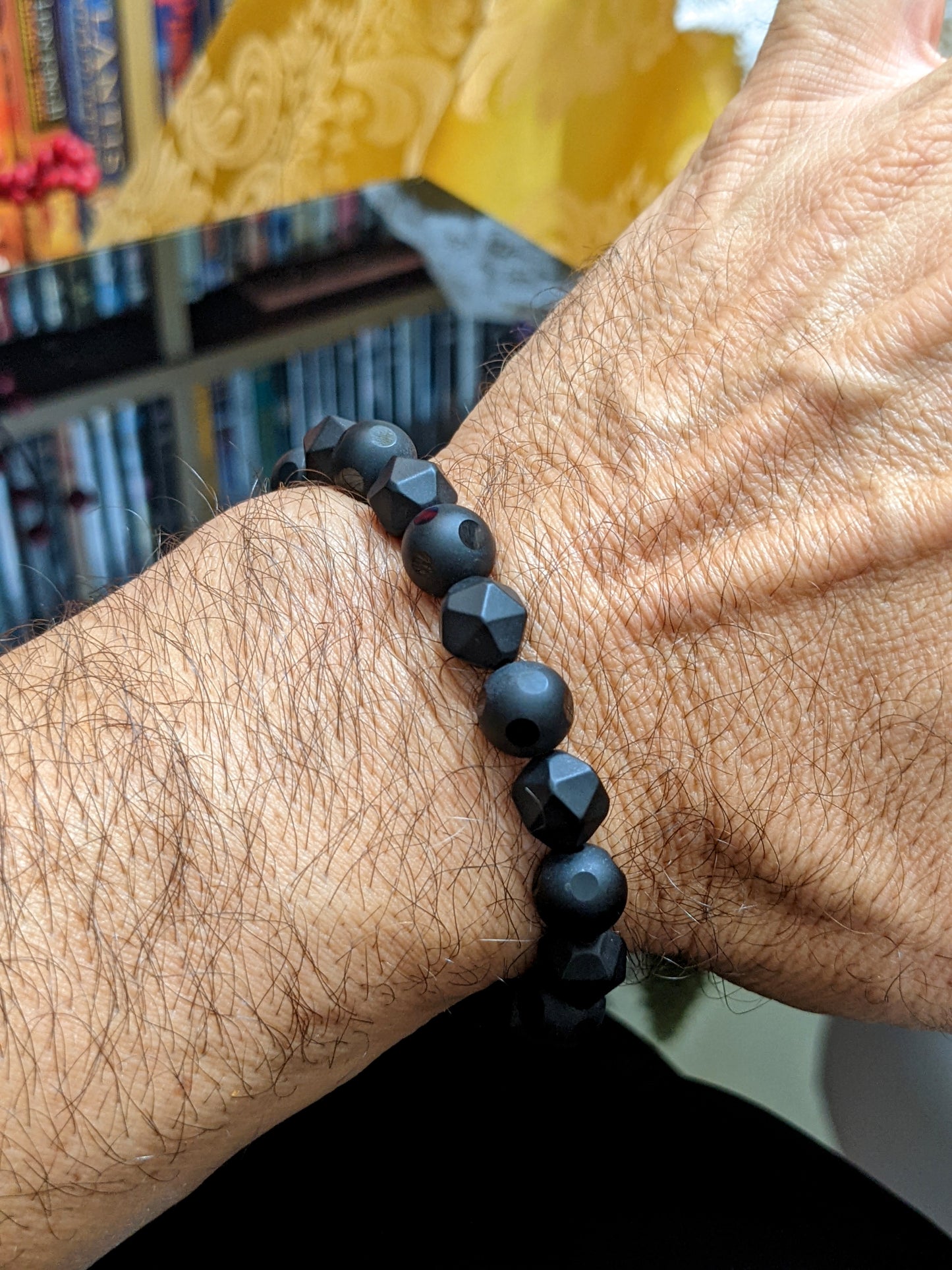 Fantastic Facetted Matte Onyx bead bracelet for Men Stretch 10mm