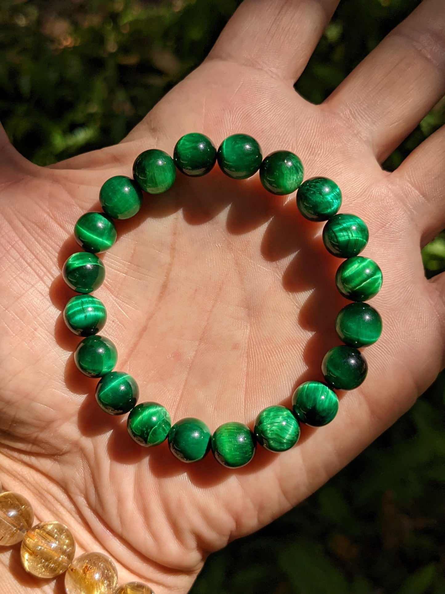 Provocative Green Eyes! | GREEN Tiger Eye bead bracelet MEN Stretch 10mm