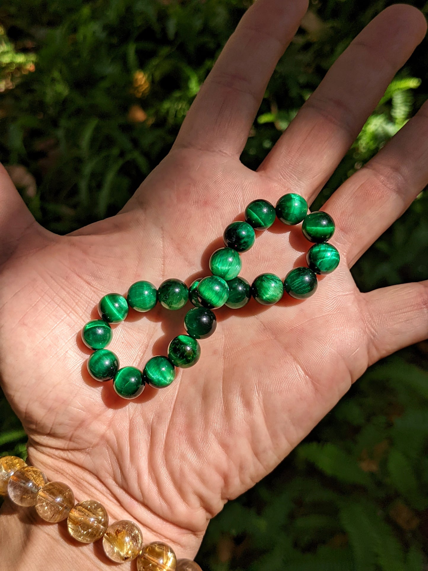 Provocative Green Eyes! | GREEN Tiger Eye bead bracelet MEN Stretch 10mm