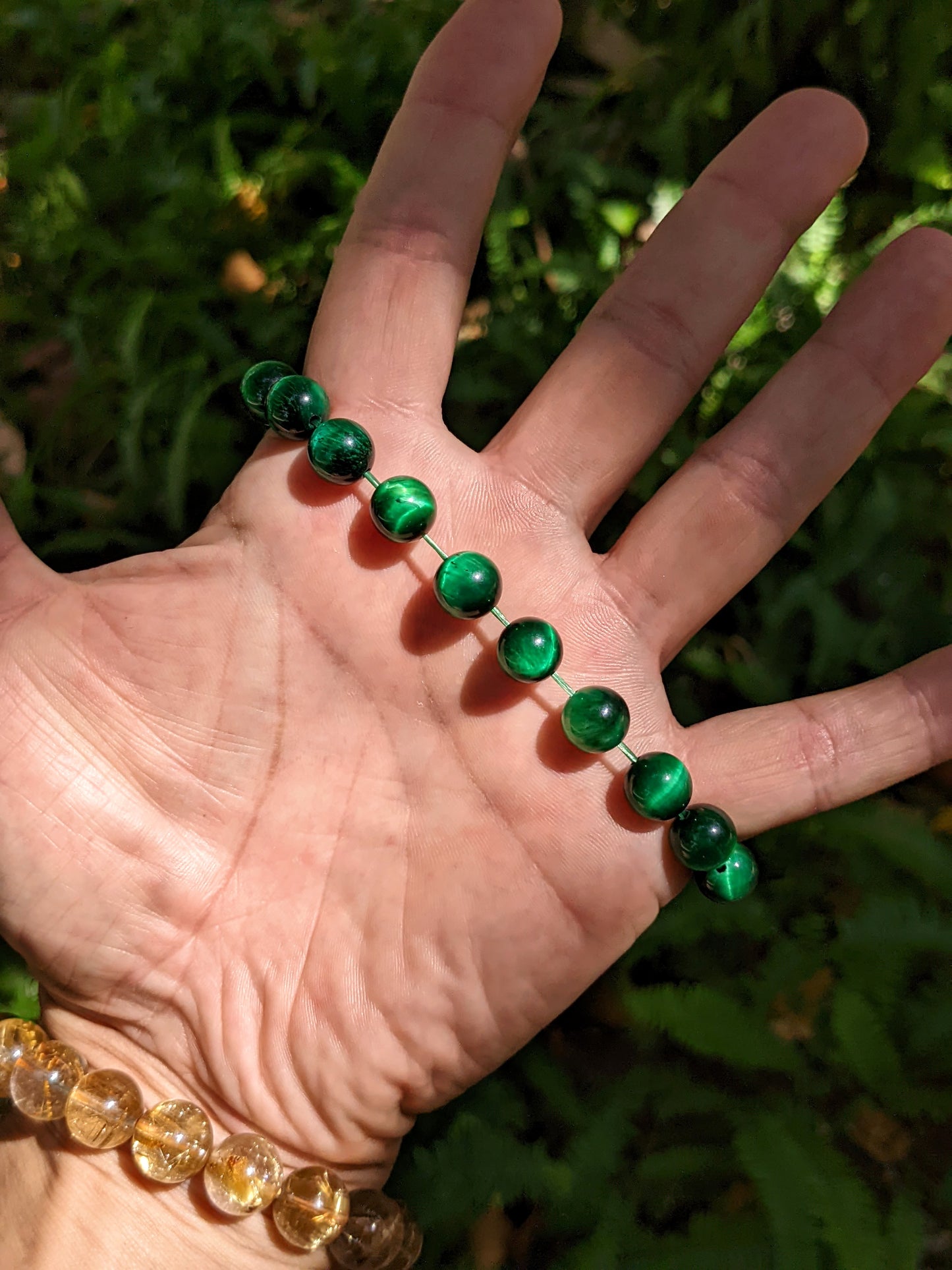 Provocative Green Eyes! | GREEN Tiger Eye bead bracelet MEN Stretch 10mm