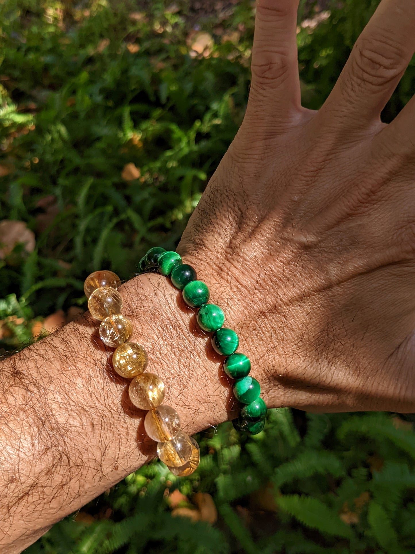 Provocative Green Eyes! | GREEN Tiger Eye bead bracelet MEN Stretch 10mm