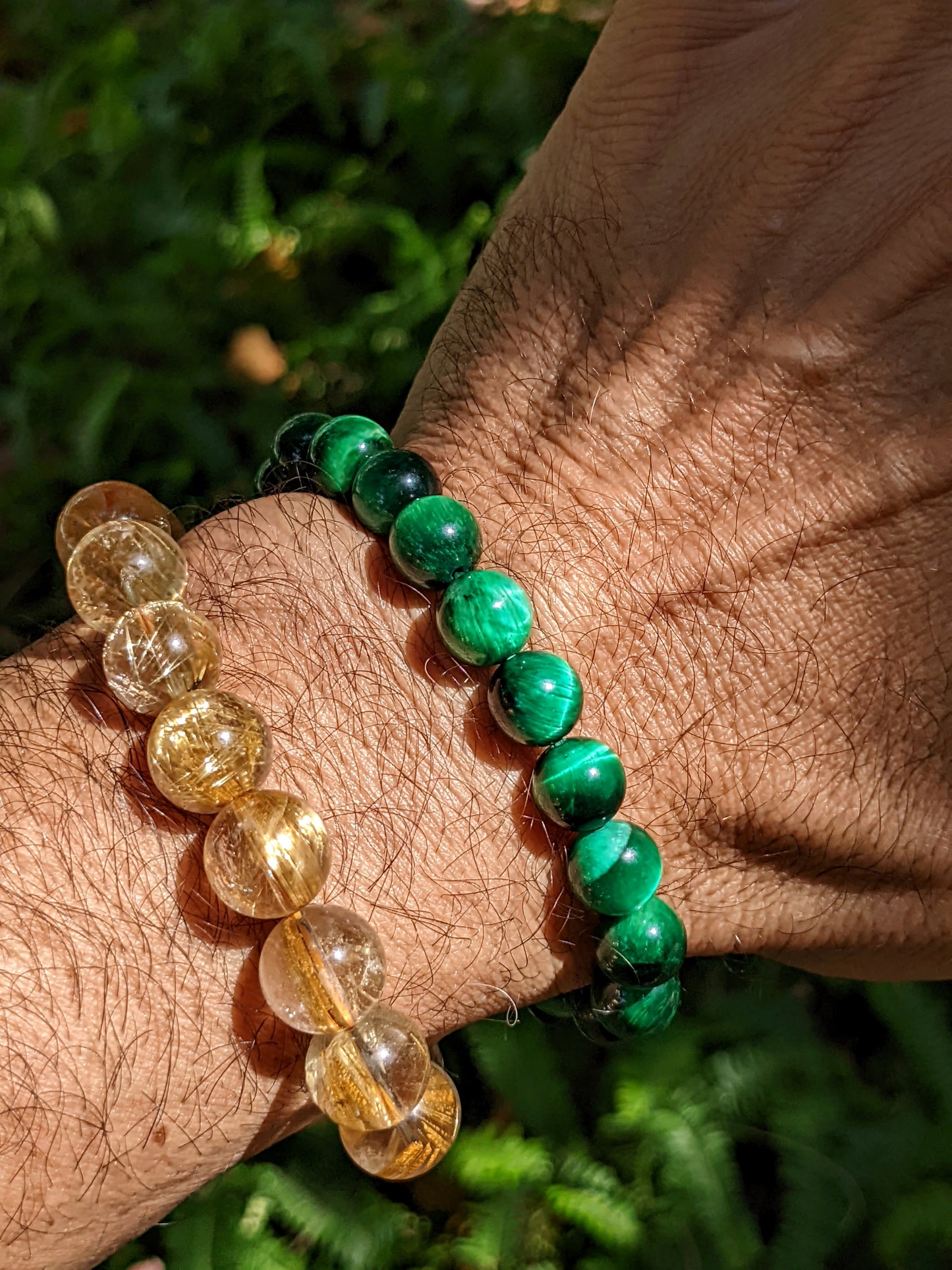 Provocative Green Eyes! | GREEN Tiger Eye bead bracelet MEN Stretch 10mm