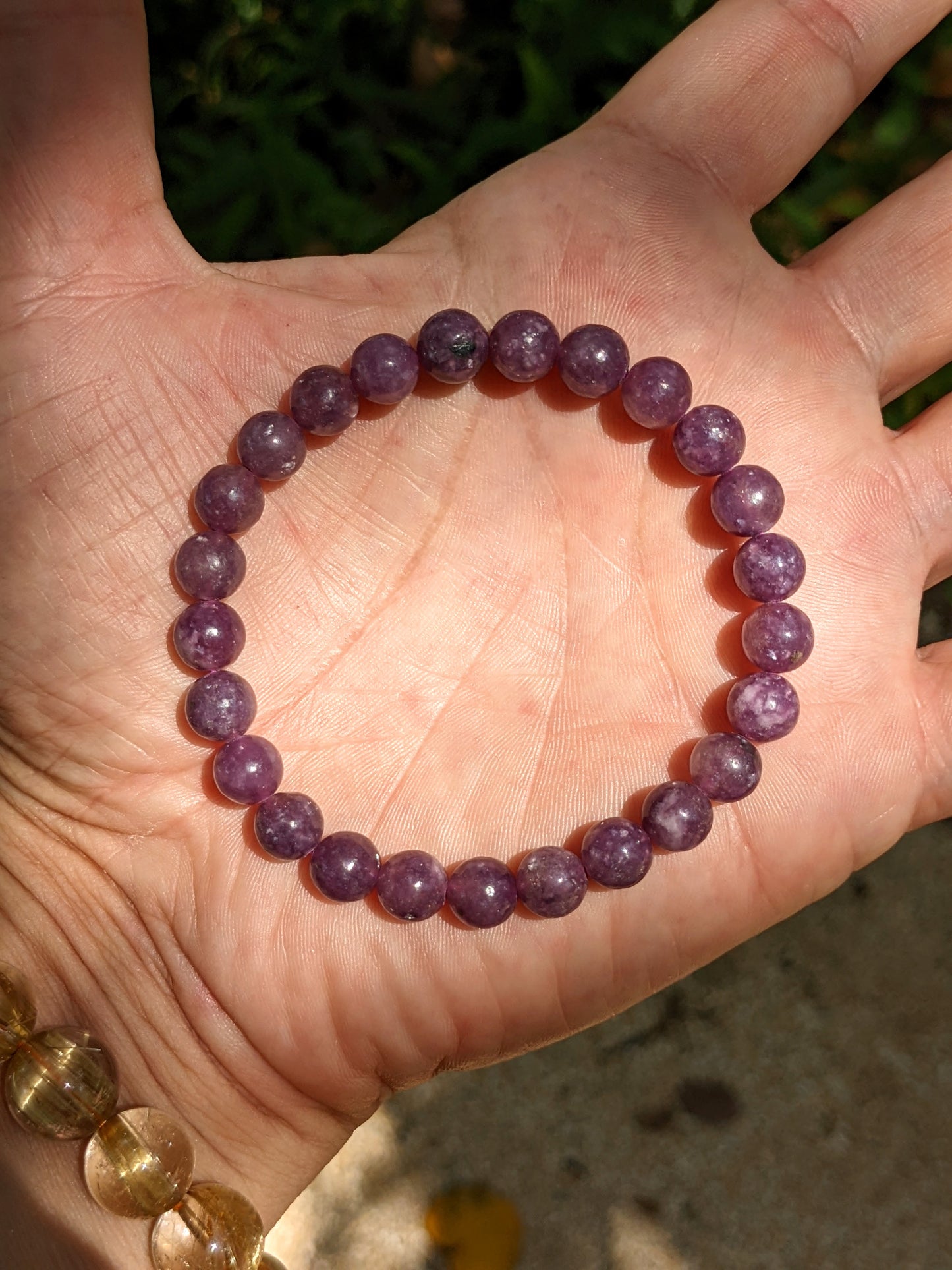 Premium! Plum LEPIDIOLITE bead bracelet for MEN (Stretch) 8mm