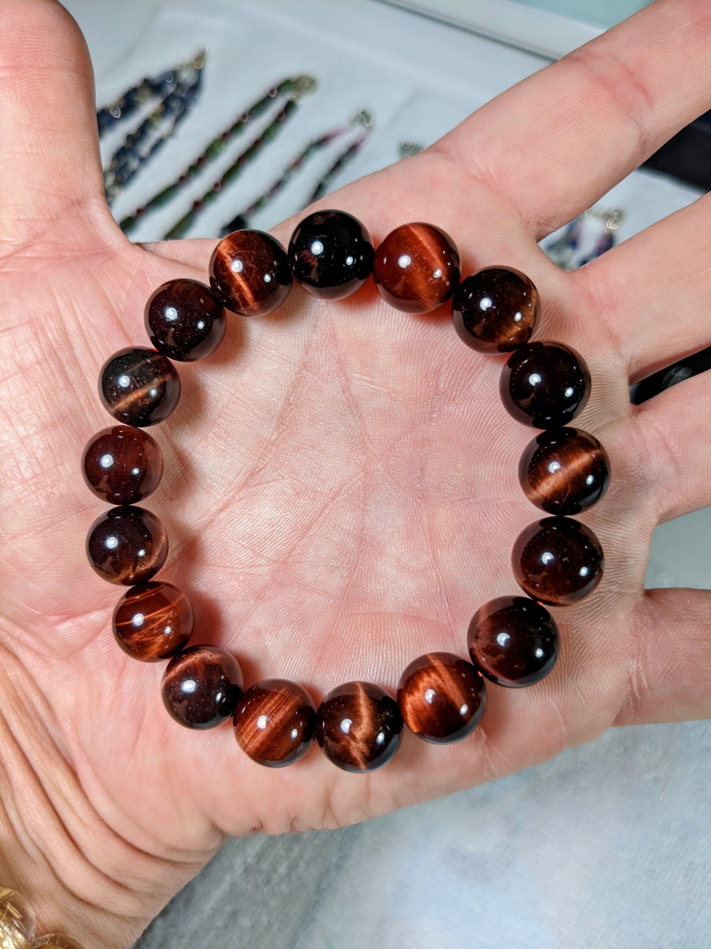 Fearless! | Red Tiger Eye Bead Bracelet for Men 12mm