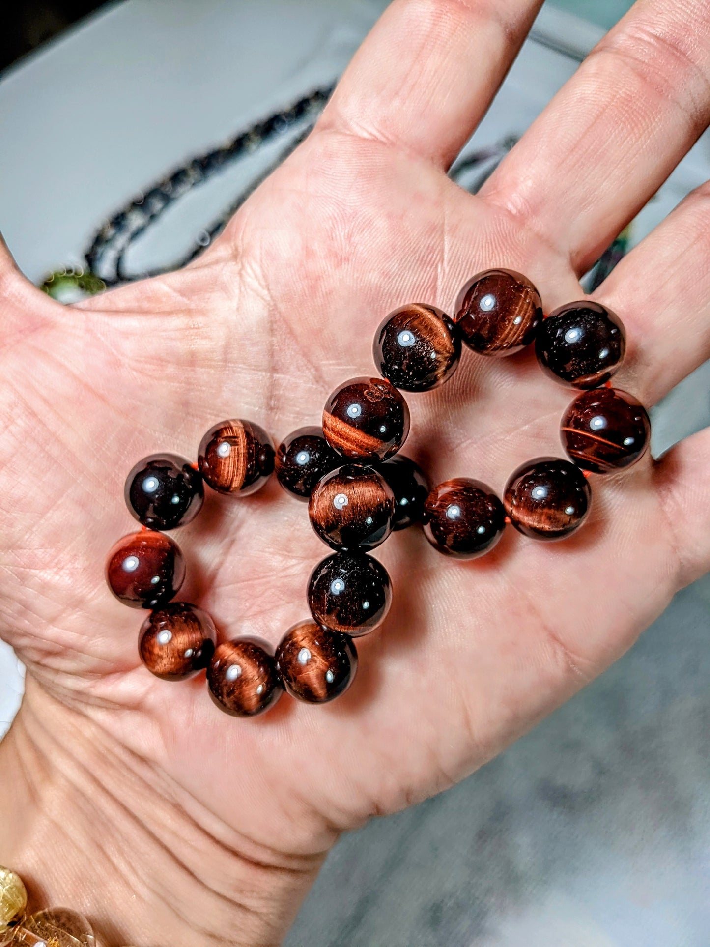 Fearless! | Red Tiger Eye Bead Bracelet for Men 12mm