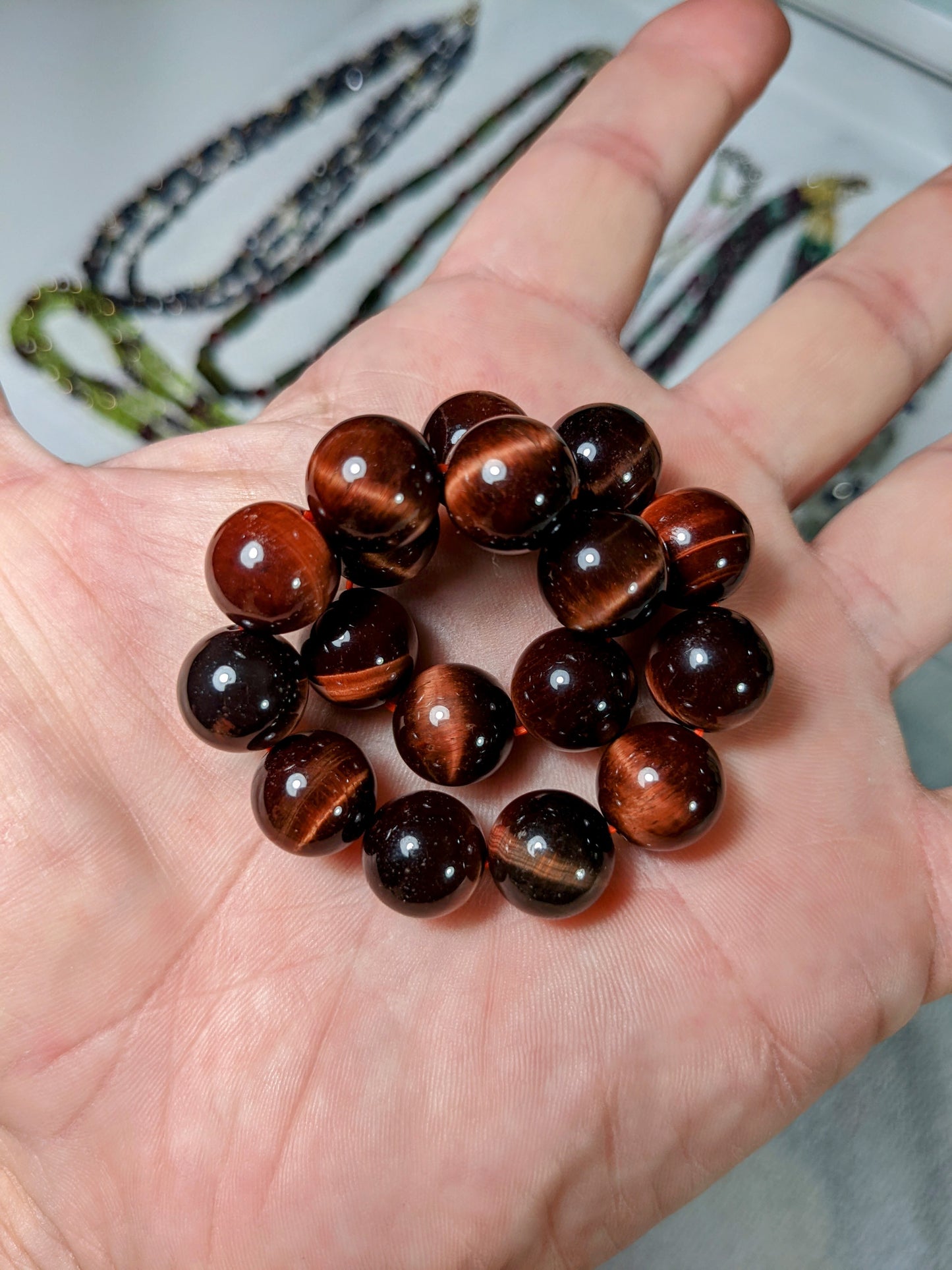 Fearless! | Red Tiger Eye Bead Bracelet for Men 12mm