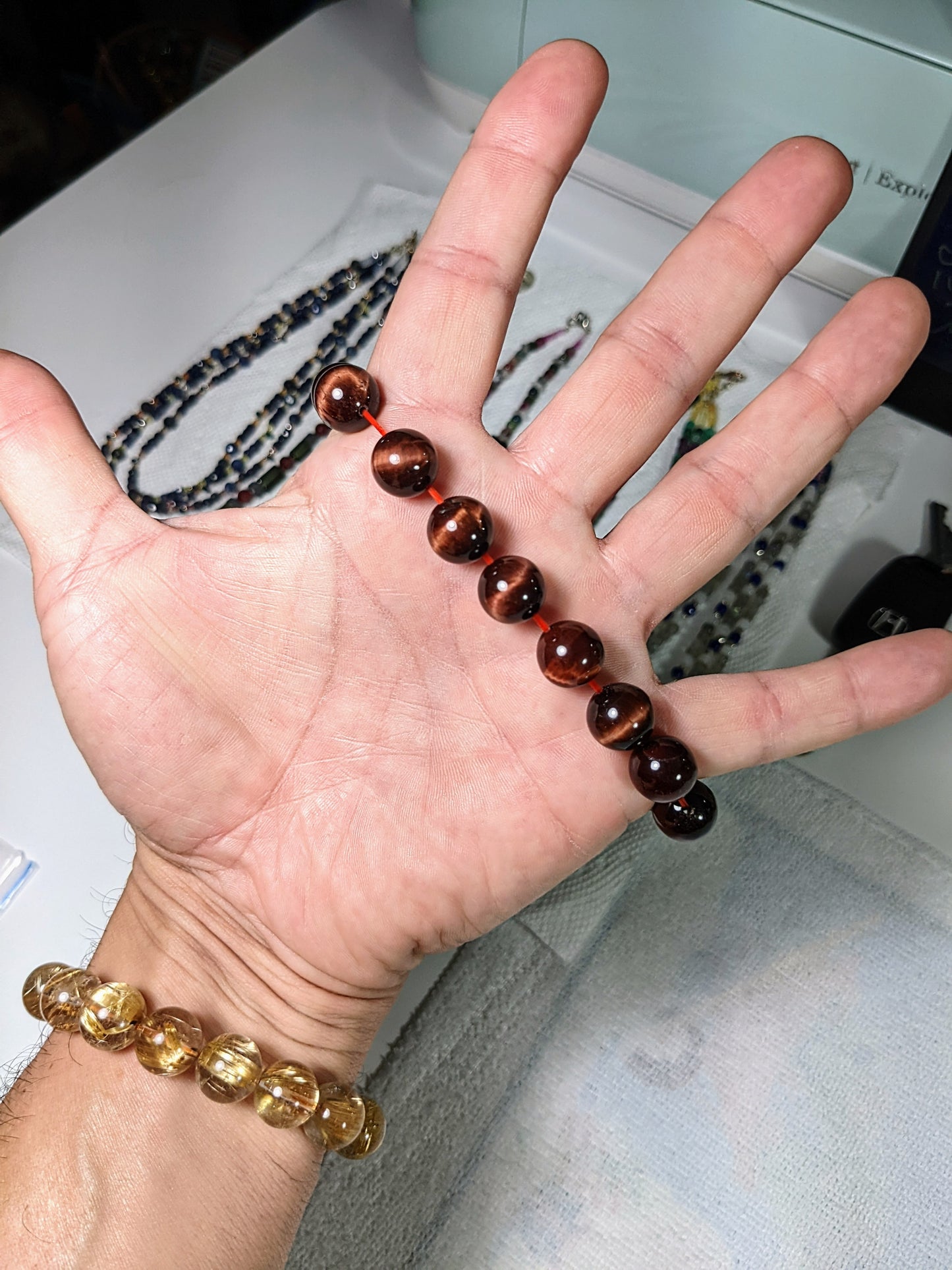 Fearless! | Red Tiger Eye Bead Bracelet for Men 12mm