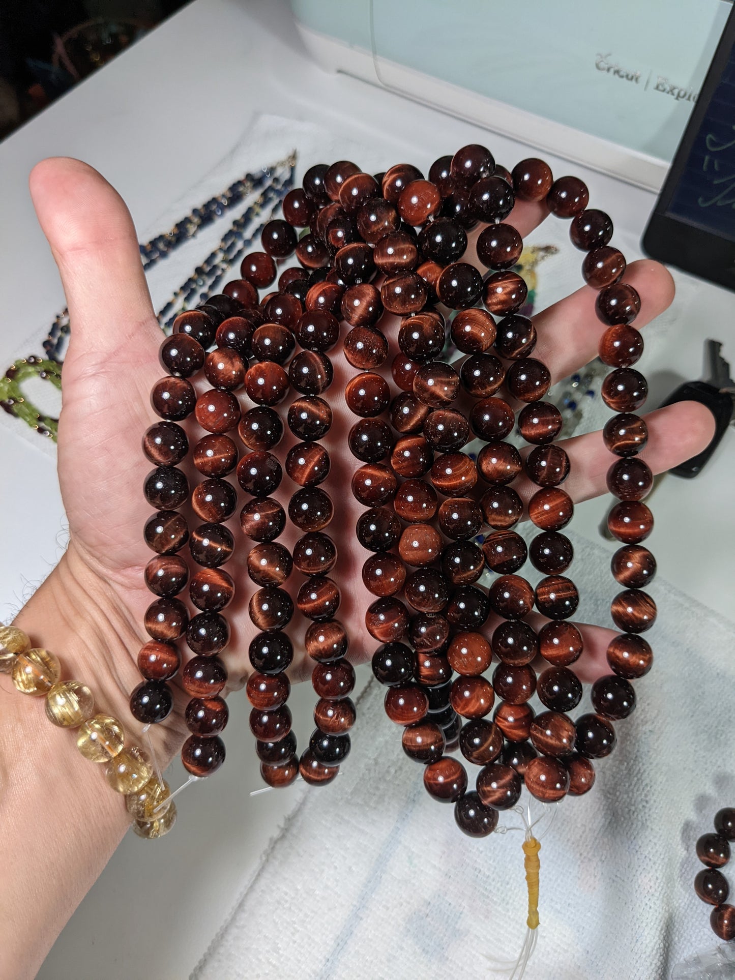 Fearless! | Red Tiger Eye Bead Bracelet for Men 12mm