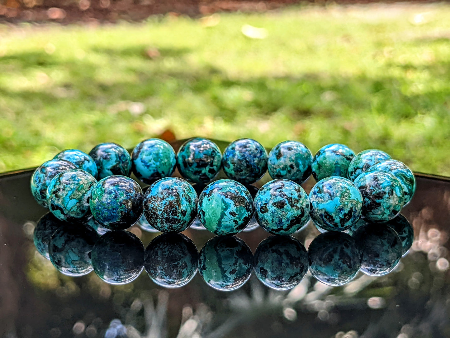 Best Chrysocolla! 3A Quality, 12mm bead bracelet for Men, Size: 7, 7.5, 8, or 8.5 inch