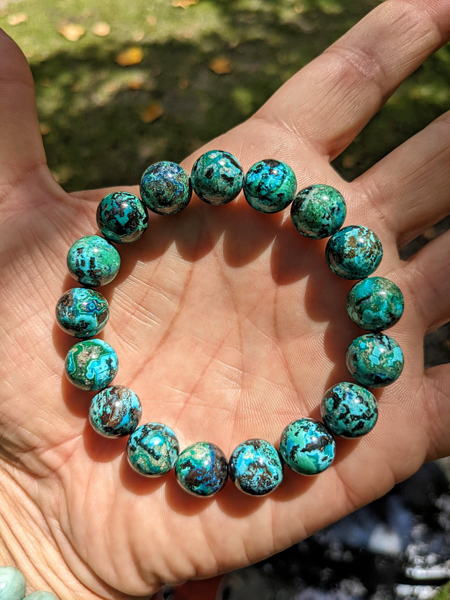 Best Chrysocolla! 3A Quality, 12mm bead bracelet for Men, Size: 7, 7.5, 8, or 8.5 inch