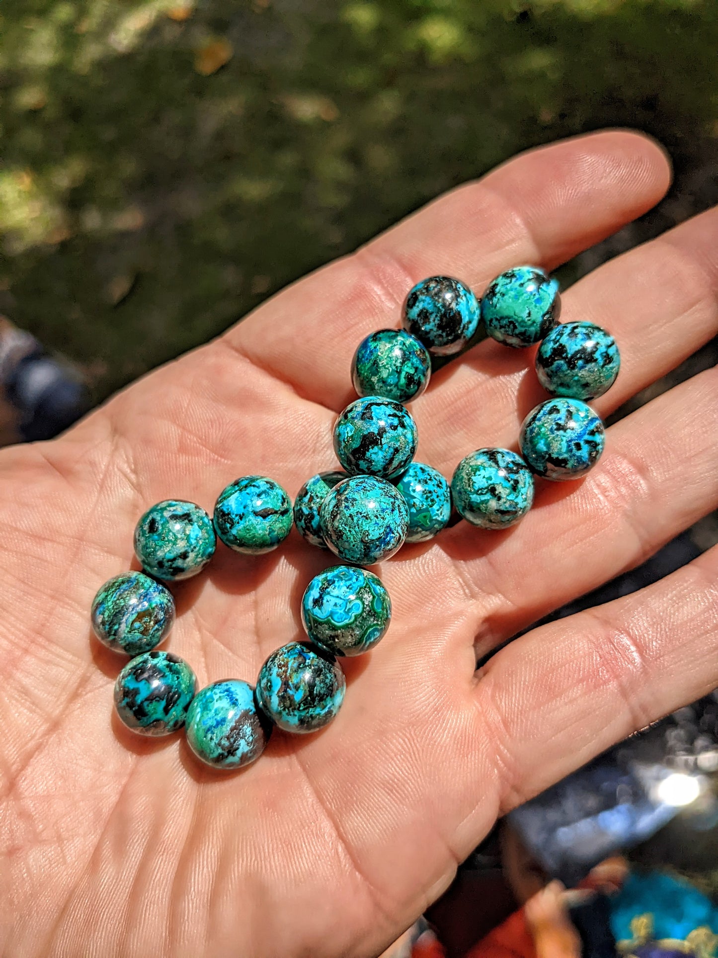 Best Chrysocolla! 3A Quality, 12mm bead bracelet for Men, Size: 7, 7.5, 8, or 8.5 inch
