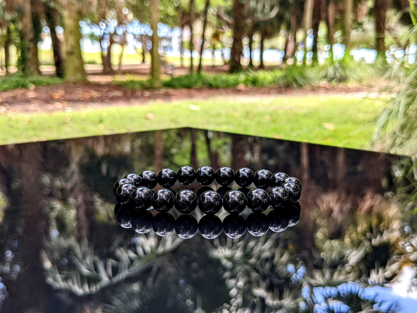 Maximum Protection! | Black Tourmaline Schrol bead bracelet MEN Stretch 10mm 2A+