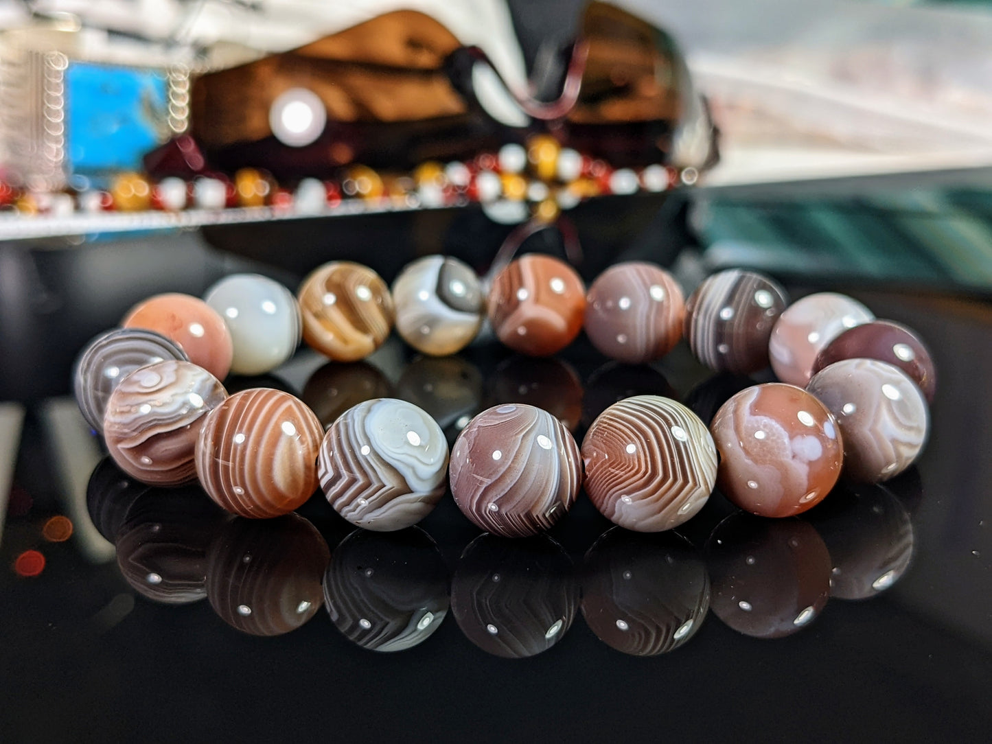 Origins | 3A Botswana Agate Bead Bracelet for Men 12mm