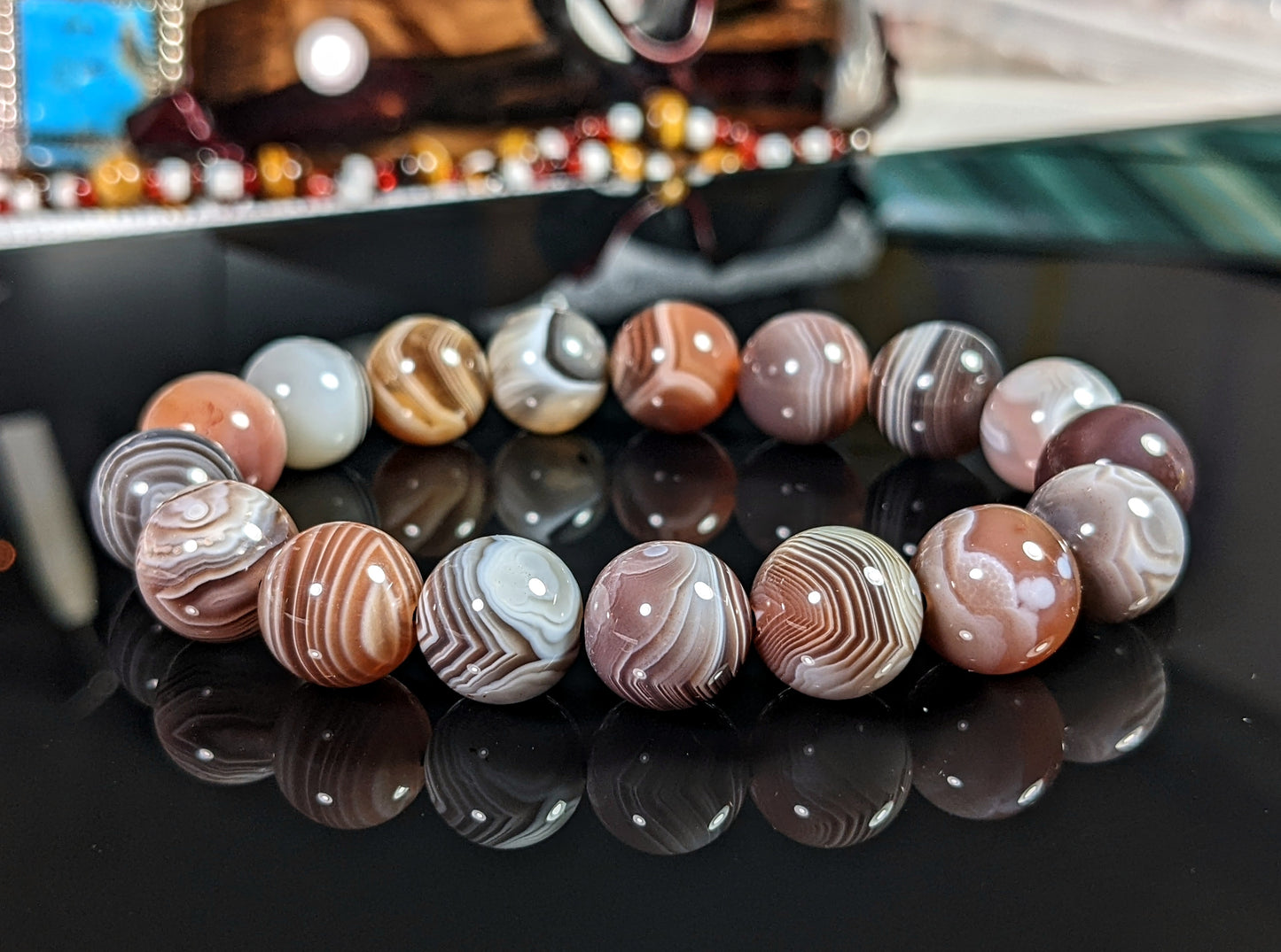 Origins | 3A Botswana Agate Bead Bracelet for Men 12mm