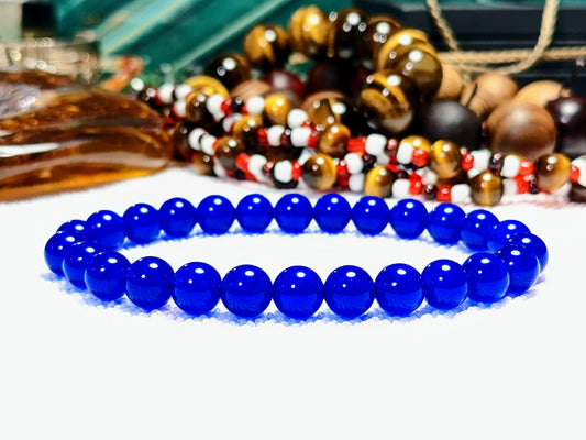 Top! Sapphire Blue Jade bead bracelet for Men 8mm, Excellent grade