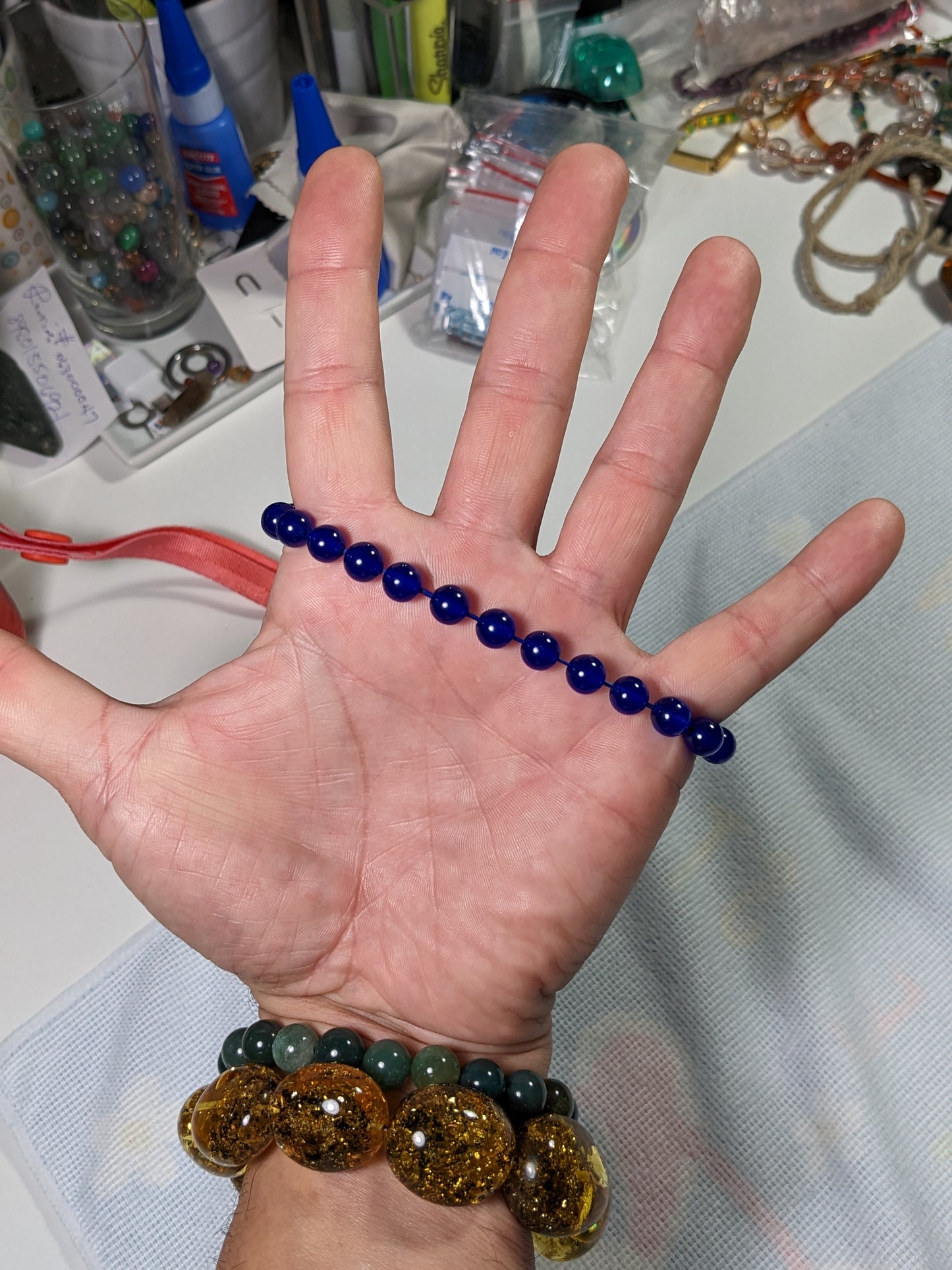 Top! Sapphire Blue Jade bead bracelet for Men 8mm, Excellent grade