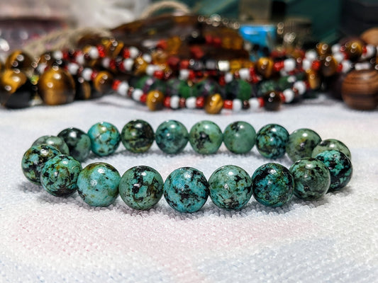 Sparks Primal Instincts! 100% Natural African Turquoise Bead Bracelet Men 10mm