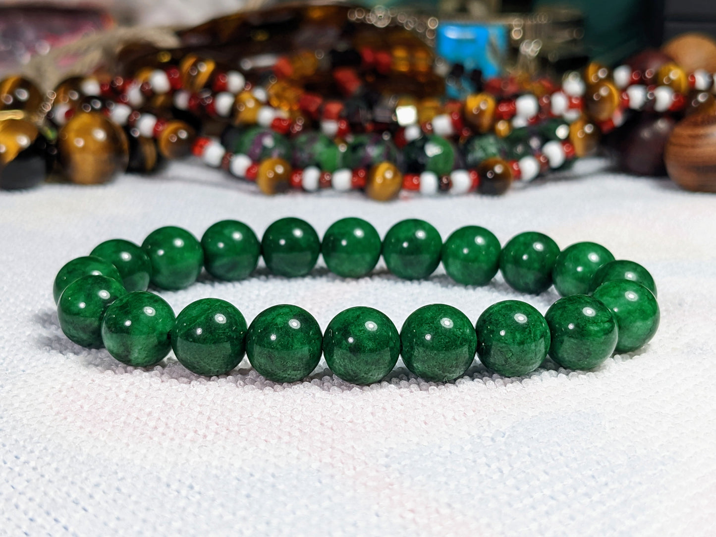 Give me Green! | Rich Green JADE Bead Bracelet Men Stretch 10mm