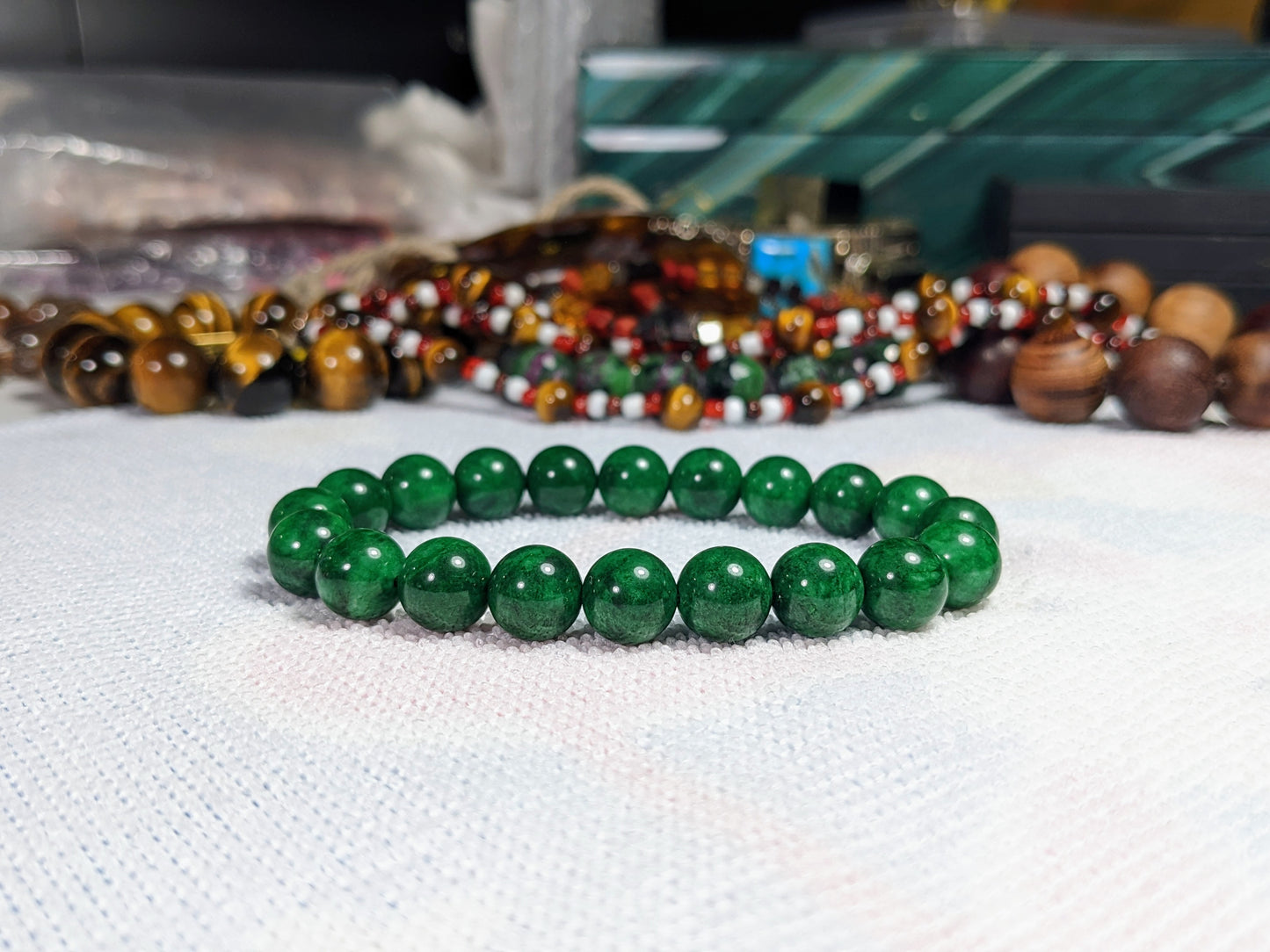 Give me Green! | Rich Green JADE Bead Bracelet Men Stretch 10mm