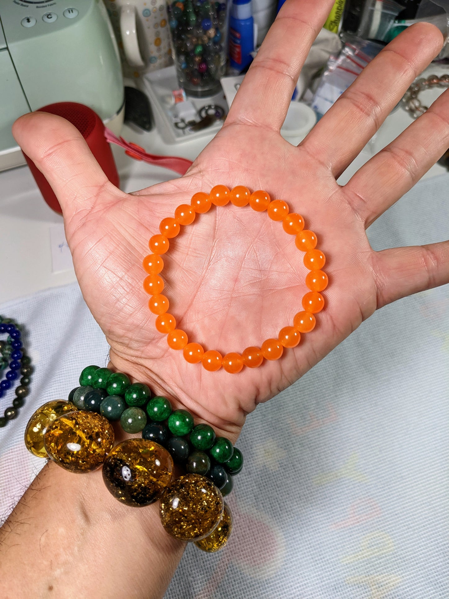 Need Vitamin C?  Try Tangerine Orange Jade bead bracelet for Men 8mm