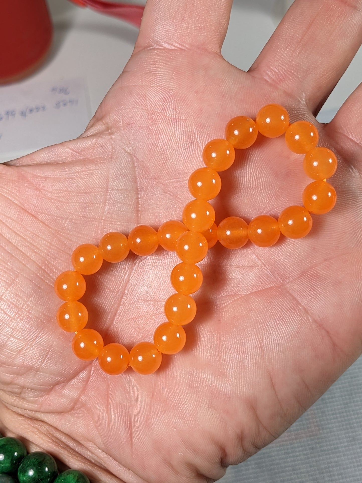 Need Vitamin C?  Try Tangerine Orange Jade bead bracelet for Men 8mm