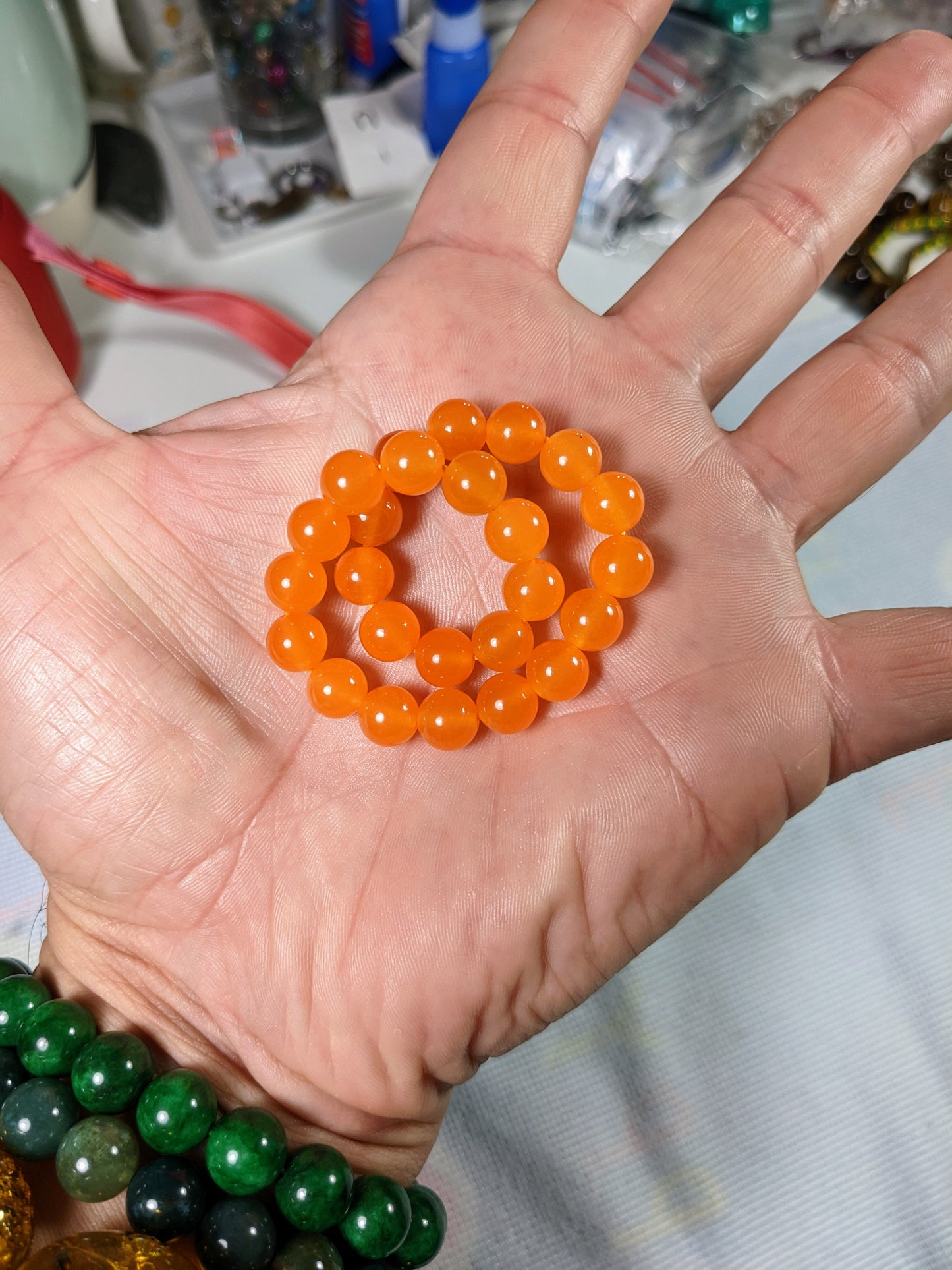 Need Vitamin C?  Try Tangerine Orange Jade bead bracelet for Men 8mm