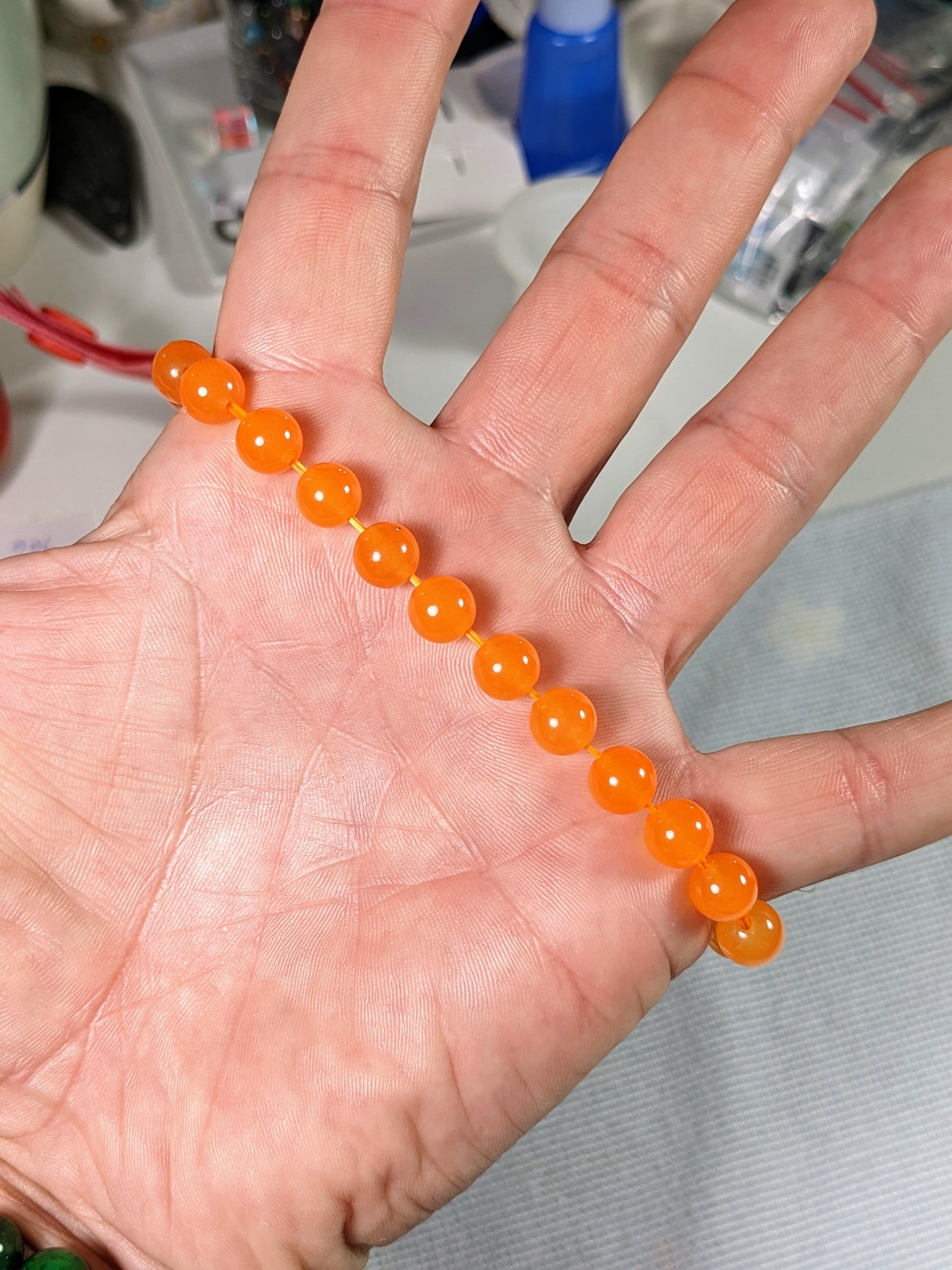 Need Vitamin C?  Try Tangerine Orange Jade bead bracelet for Men 8mm