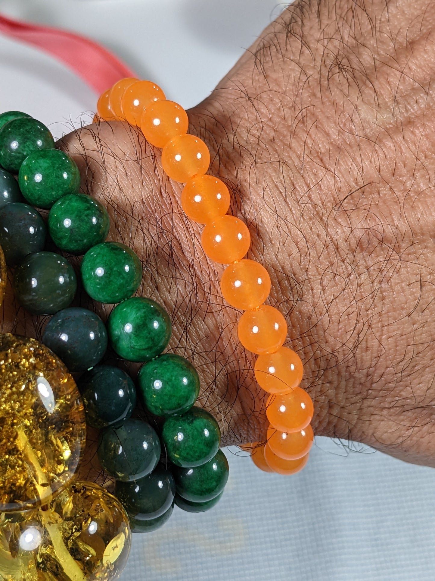 Need Vitamin C?  Try Tangerine Orange Jade bead bracelet for Men 8mm