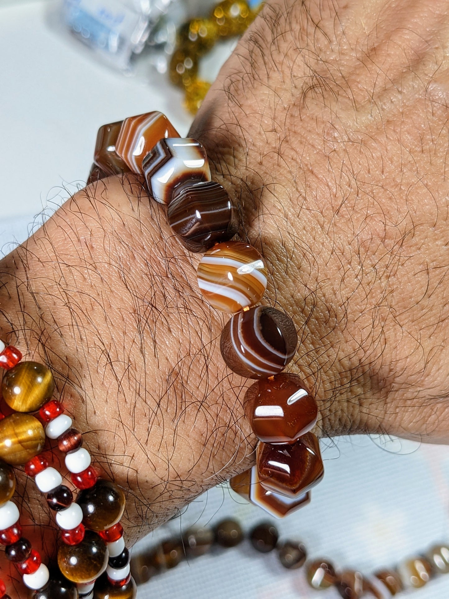 Top! Pumpkin shape Agate bead bracelet for men 12mm