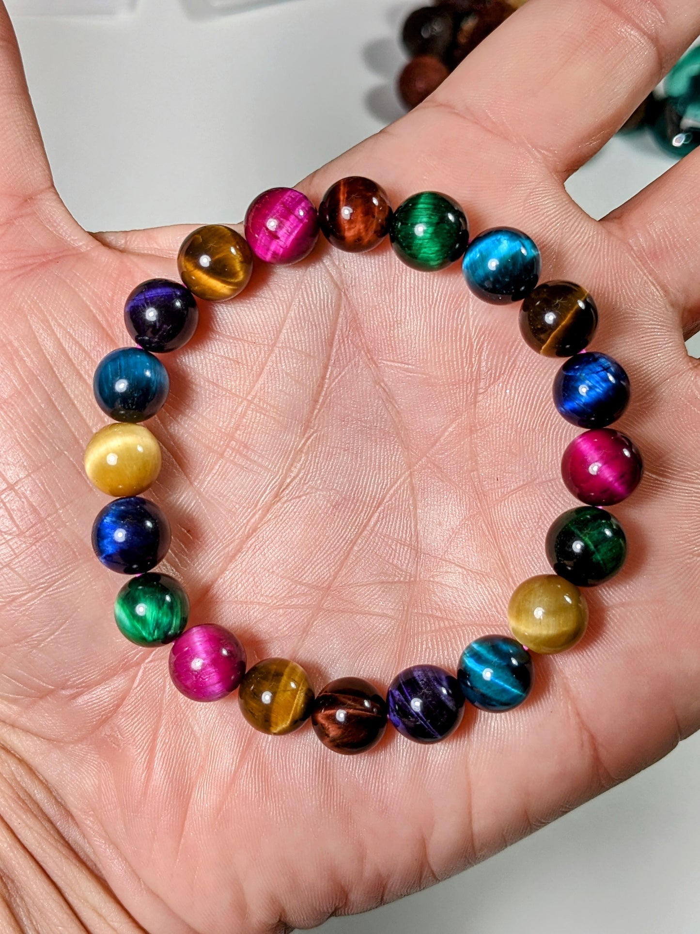 Multicolor Tiger Eye bead bracelet for men 10mm