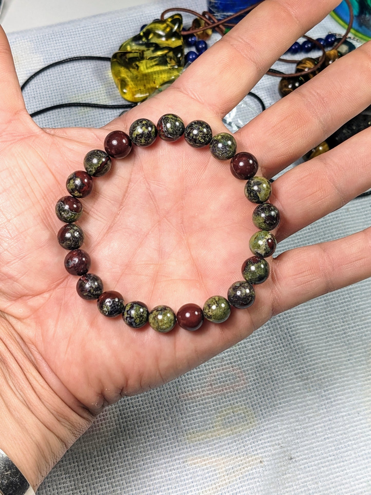 Dragon Blood Jasper Bead Bracelet for Men Stretch 10mm