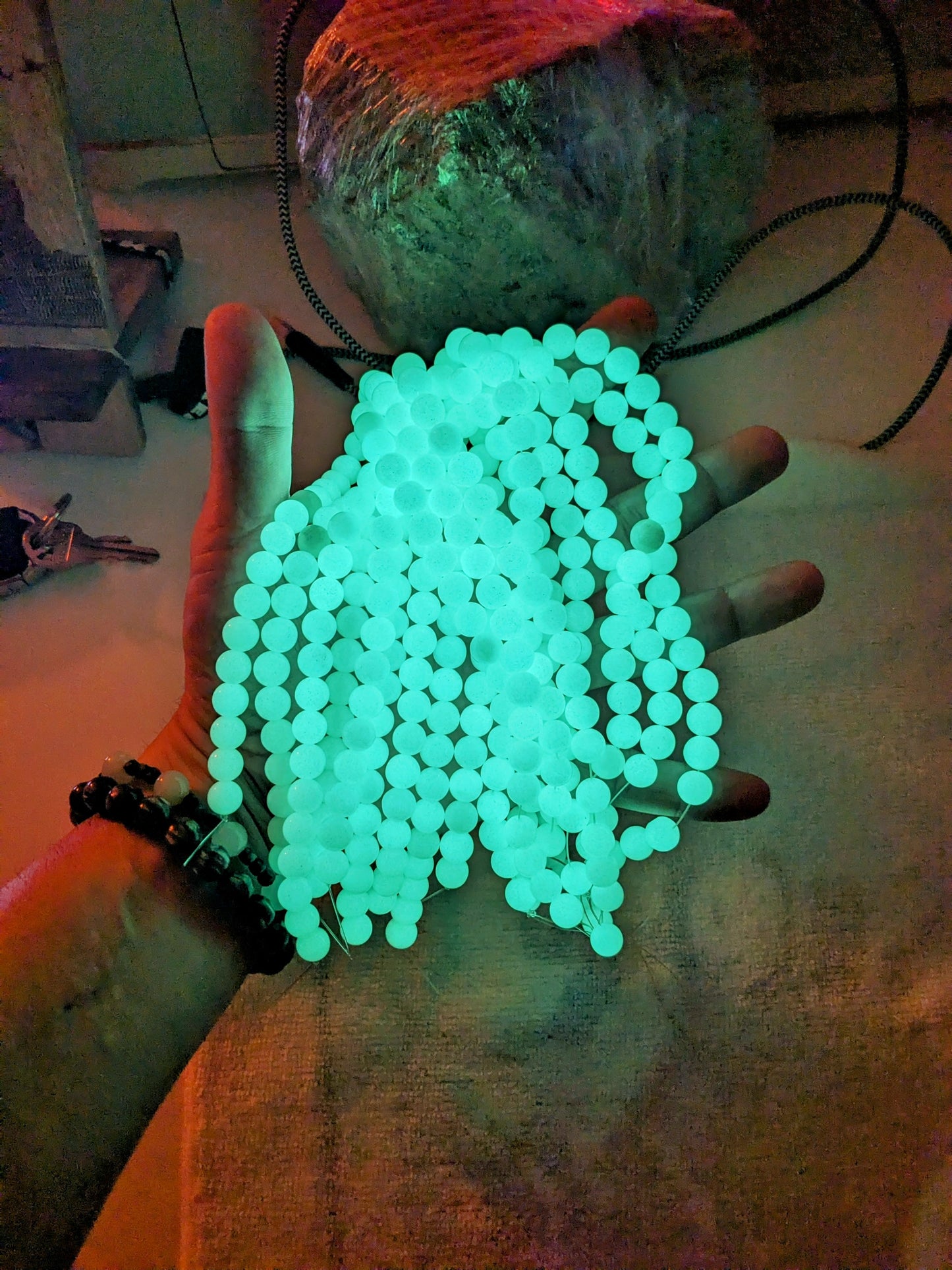 Miami's Ultra Music Festival Favorite | Fluorescent Glow-in-the-Dark Bead Bracelet for Men 10mm