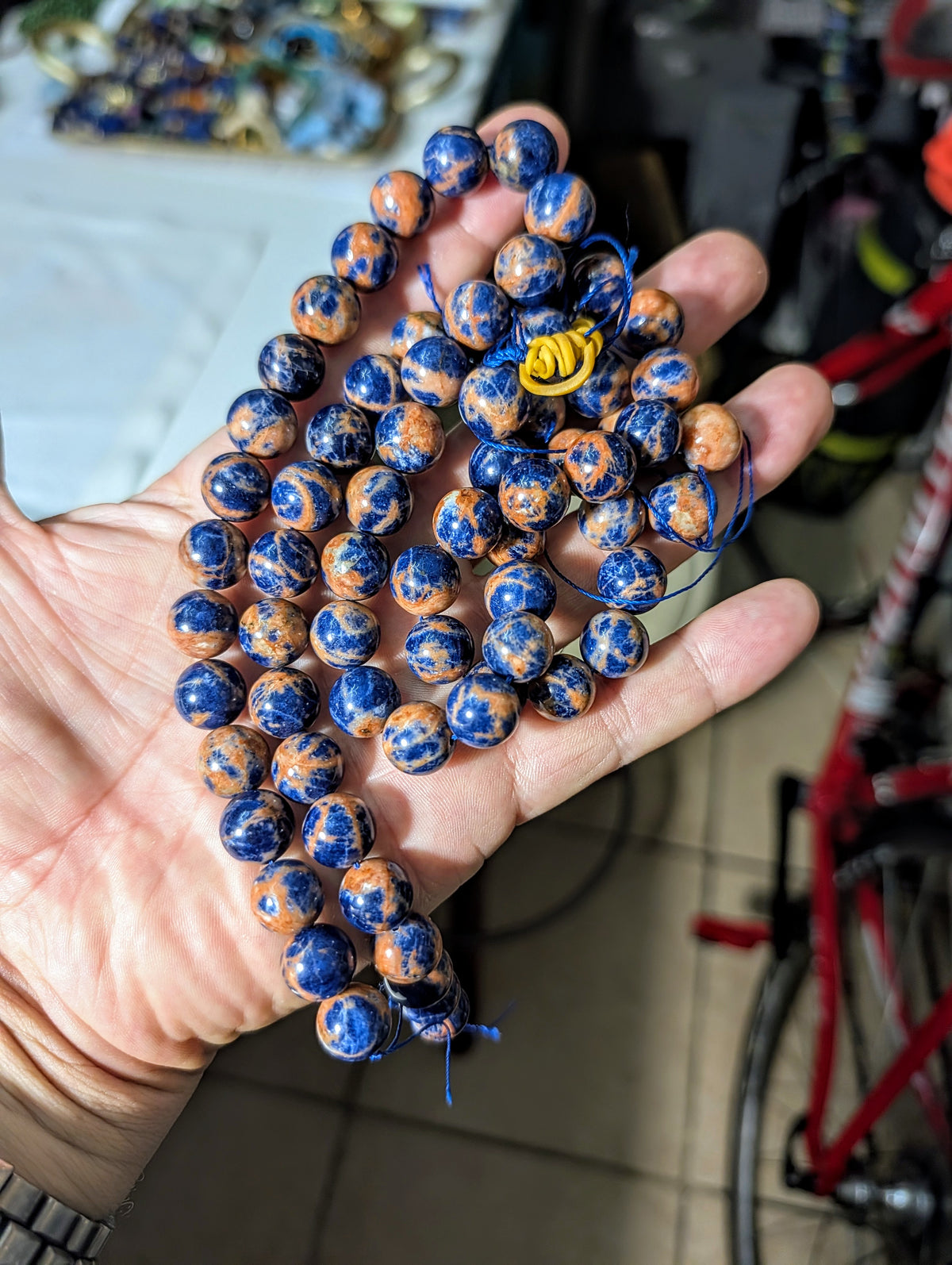 Natural 3A+ Regal Blue & Orange Sodalite bead bracelet for men 12mm