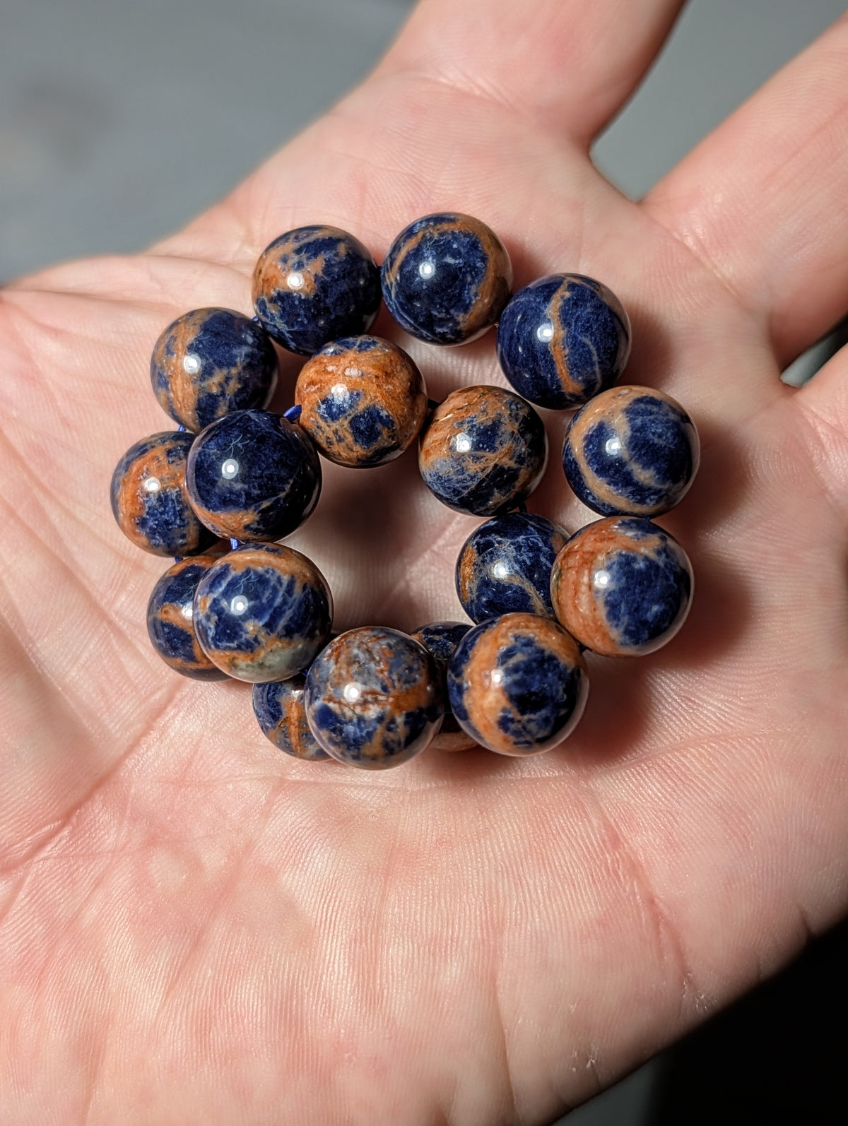 Natural 3A+ Regal Blue & Orange Sodalite bead bracelet for men 12mm