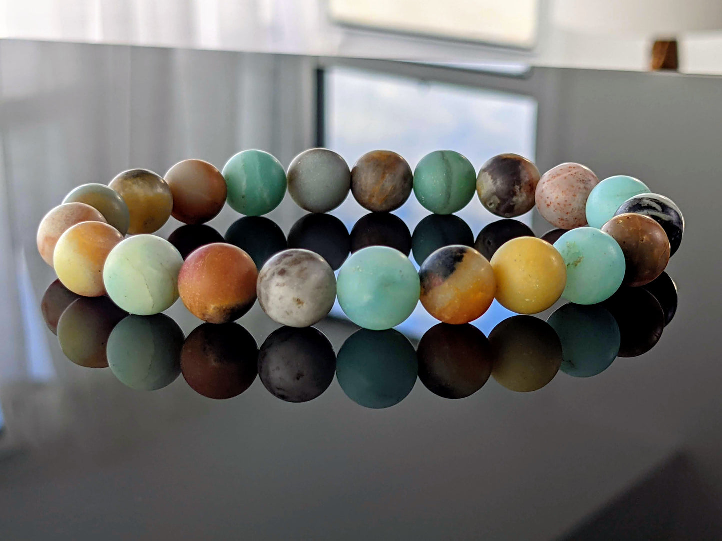 Matte Multicolor AMAZONITE Bead Bracelet for Men 10mm