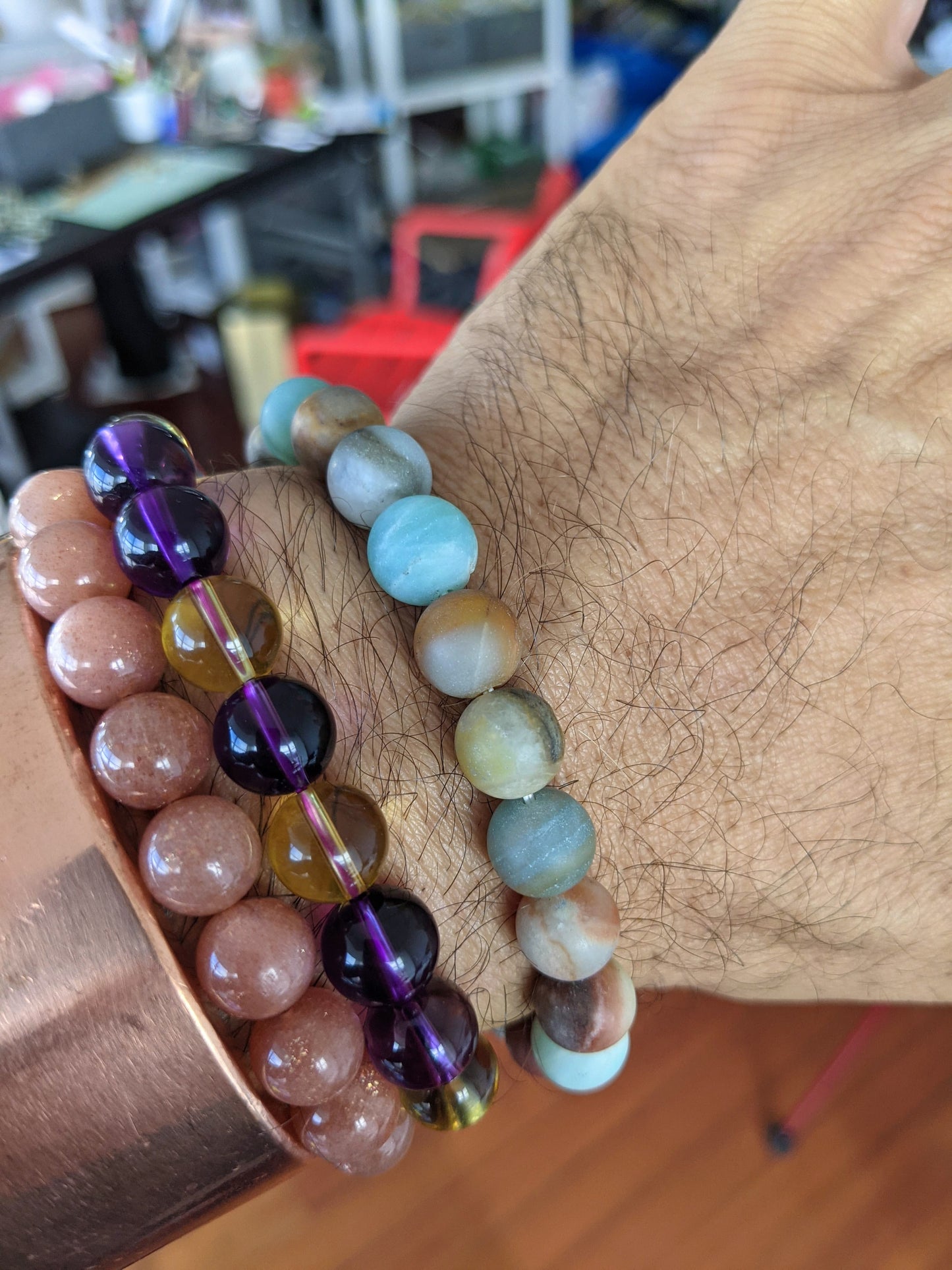 Matte Multicolor AMAZONITE Bead Bracelet for Men 10mm