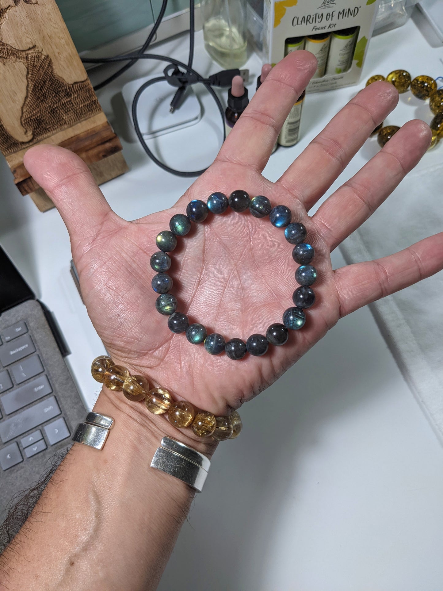 2A+ Labradorite bead bracelet for Men Stretch 10mm