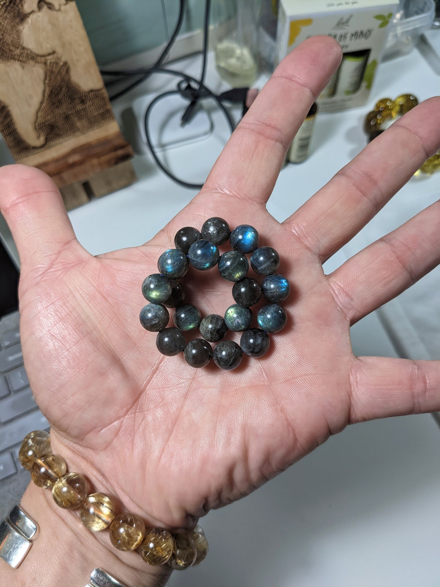 2A+ Labradorite bead bracelet for Men Stretch 10mm